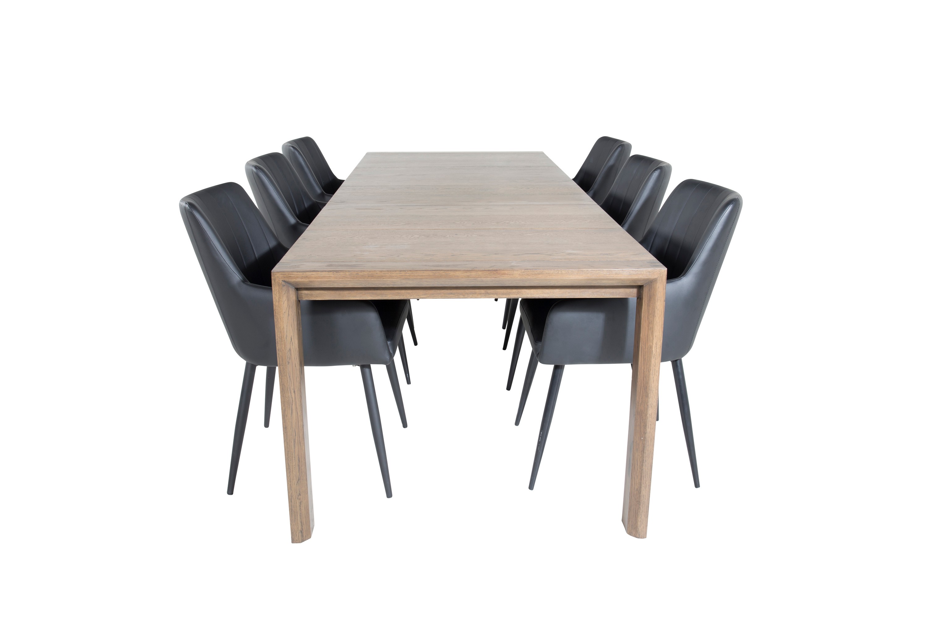 Slider Matgrupp Förlängningsbar 170 cm Rektangulär med 6 Comfort stolar Svart