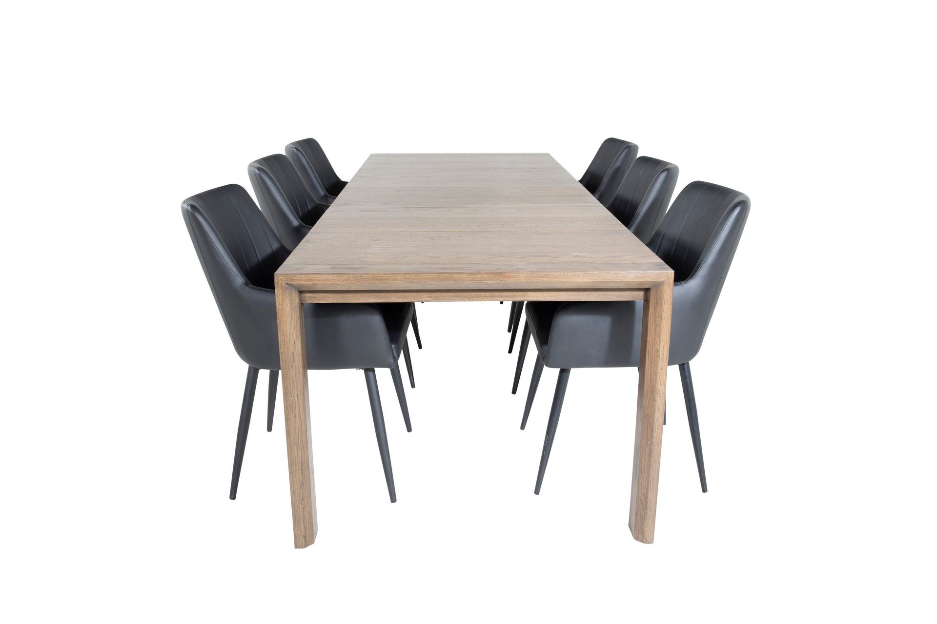 Slider Matgrupp Förlängningsbar 170 cm Rektangulär med 6 Comfort stolar - Svart