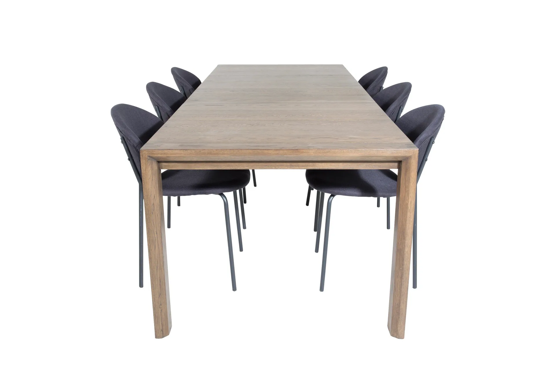 Slider Matgrupp F&ouml;rl&auml;ngningsbar 170 cm Rektangul&auml;r med 6 Vault stolar - Svart