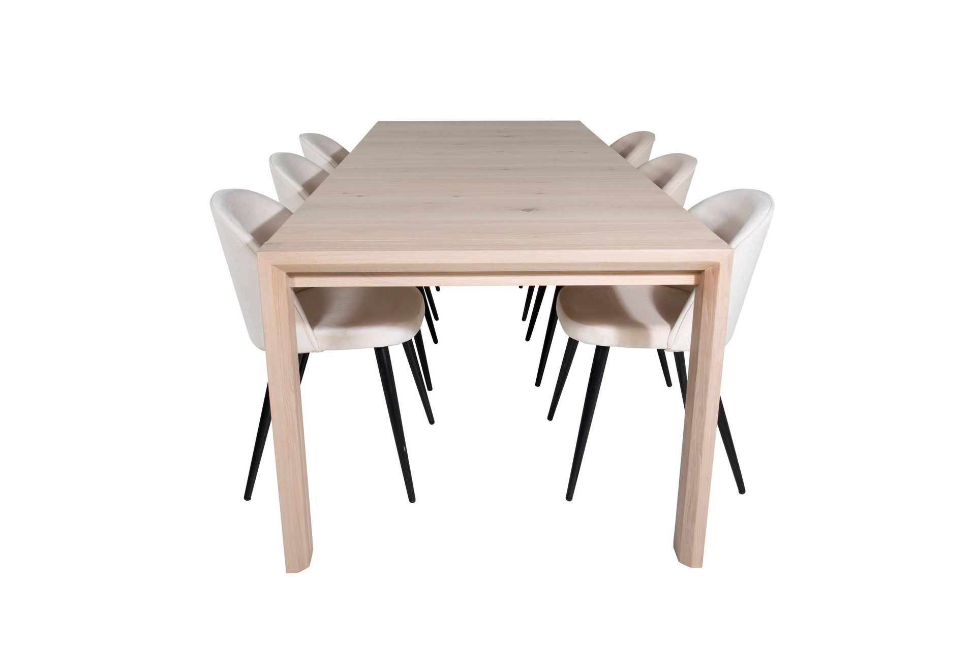 Slider Matgrupp F&ouml;rl&auml;ngningsbar 170 cm Rektangul&auml;r med 6 Velvet stolar - Beige