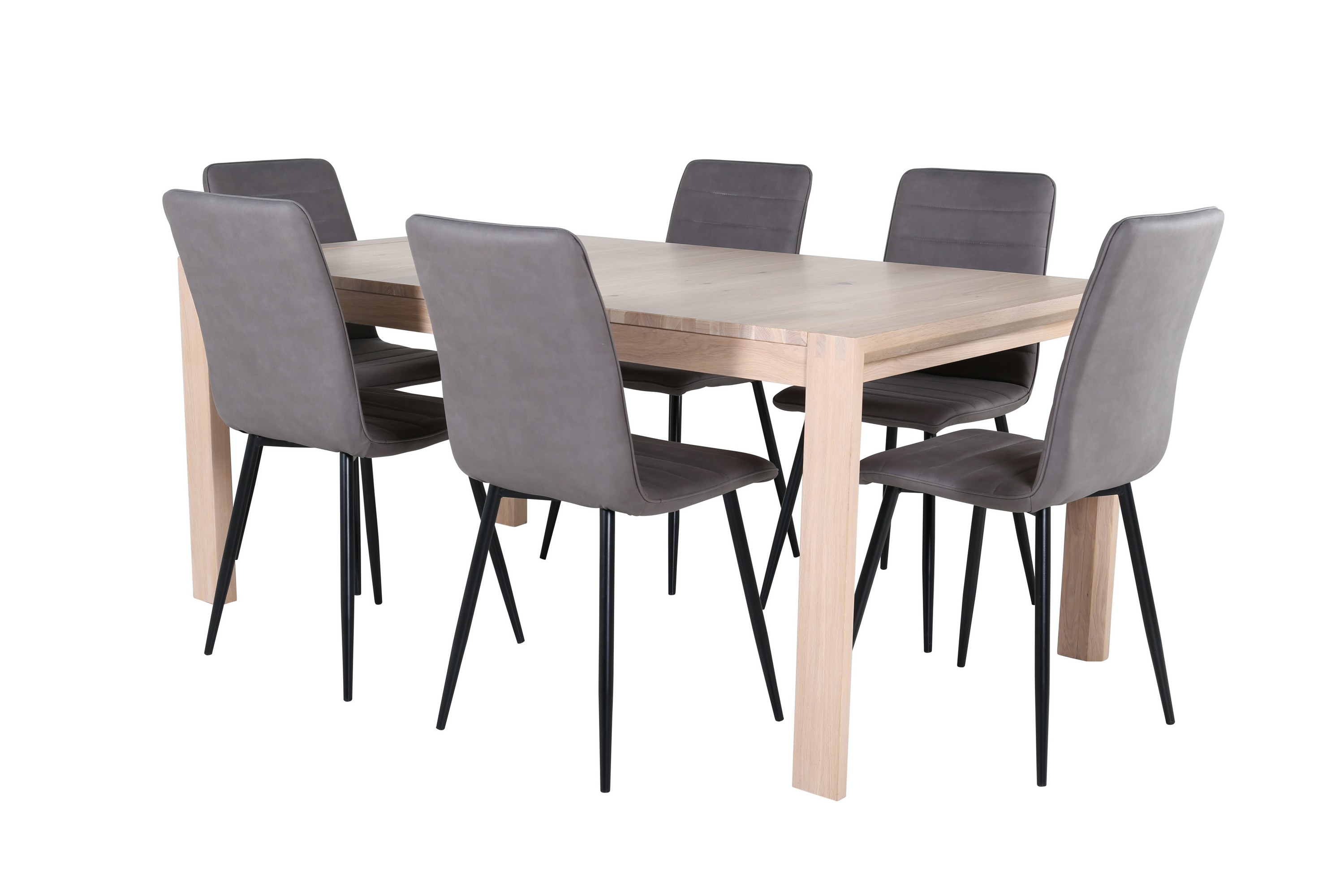 Slider Matgrupp Förlängningsbar 170 cm Rektangulär med 6 Windu Lyx stolar Svart