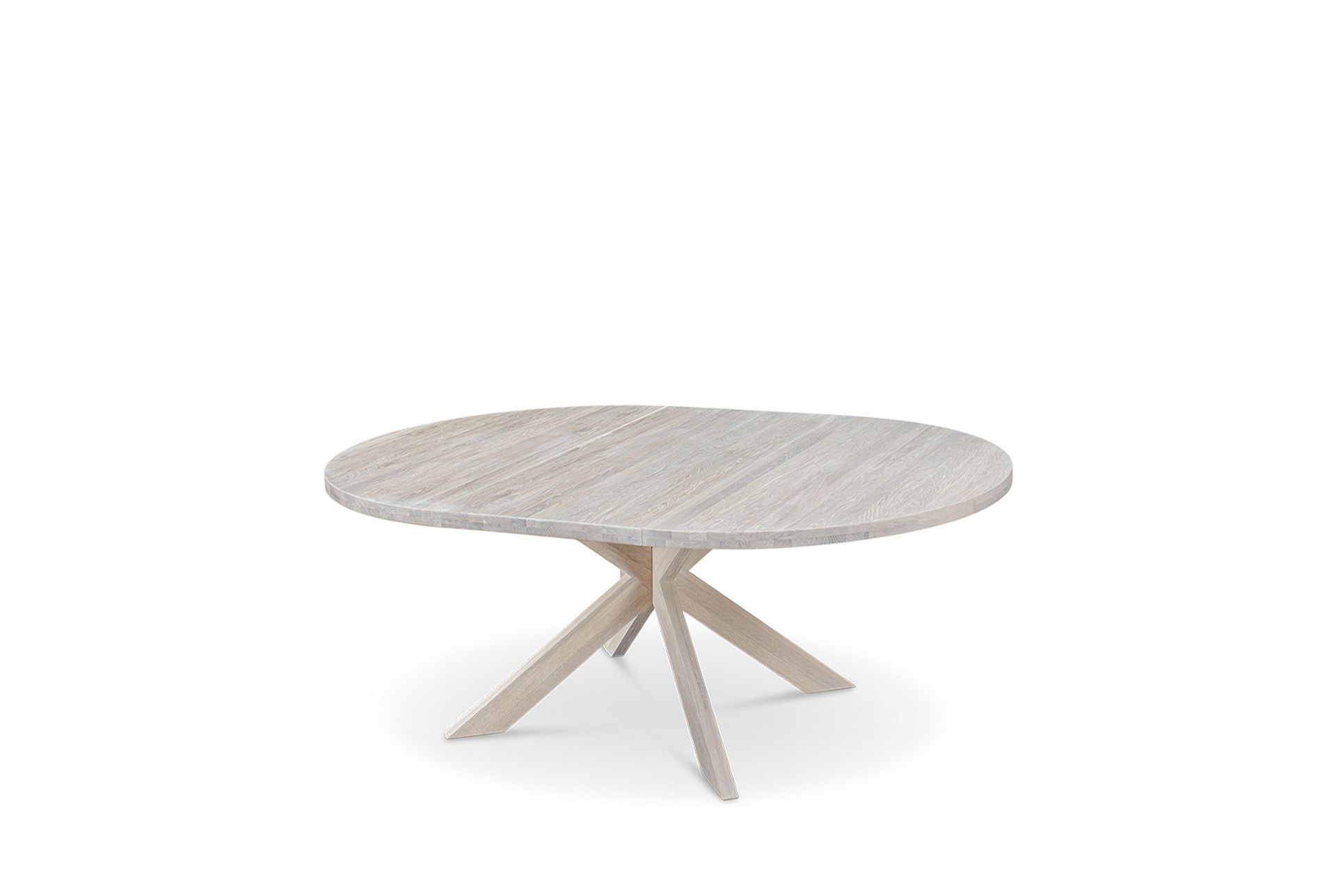 Slite F&ouml;rl&auml;ngningsbart Matbord 140-180 cm Runt  i massivt tr&auml; - Ljusgr&aring;/Natur