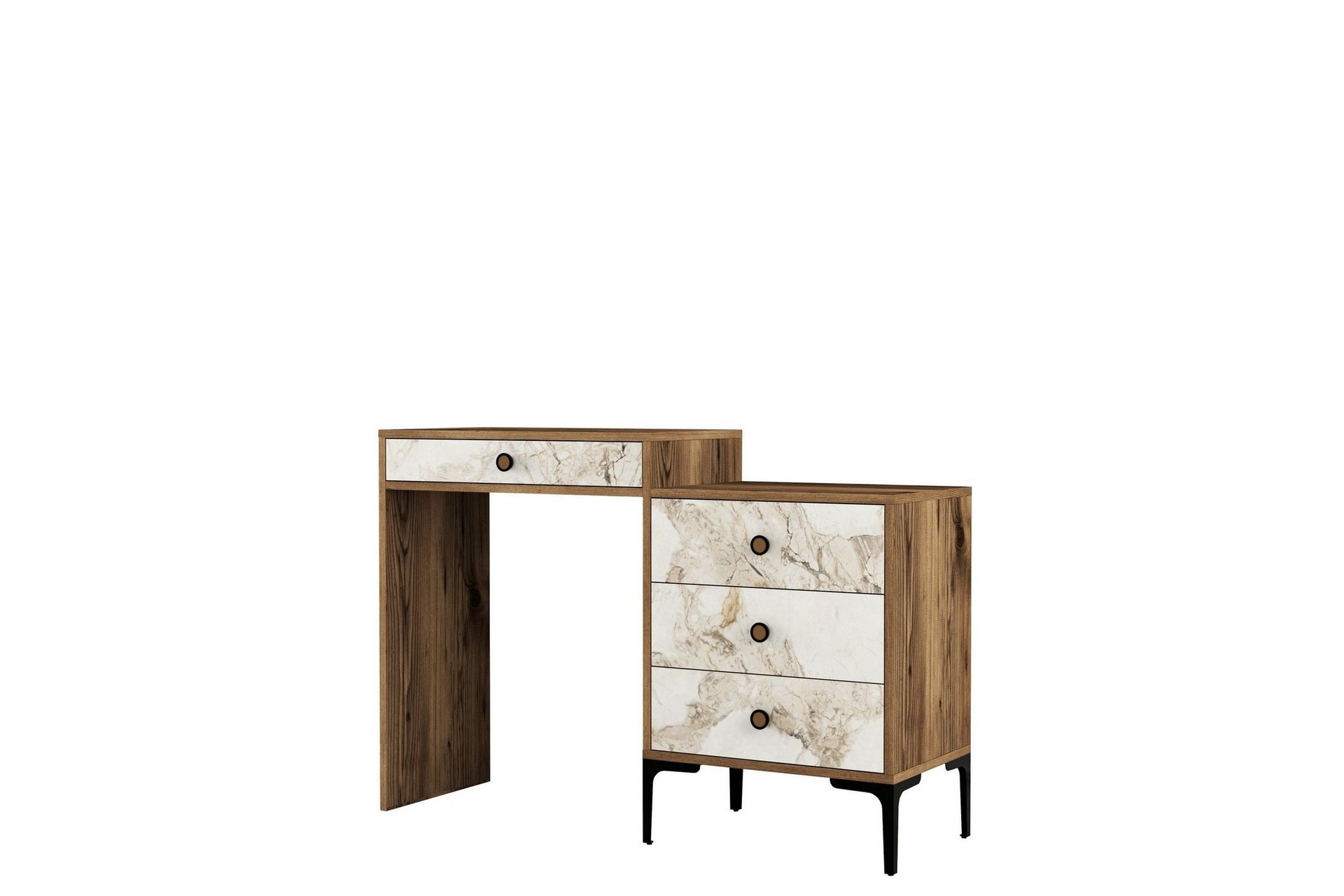 Ameias Sminkbord 124x84,7 cm Brun/Vit - Hanah Home