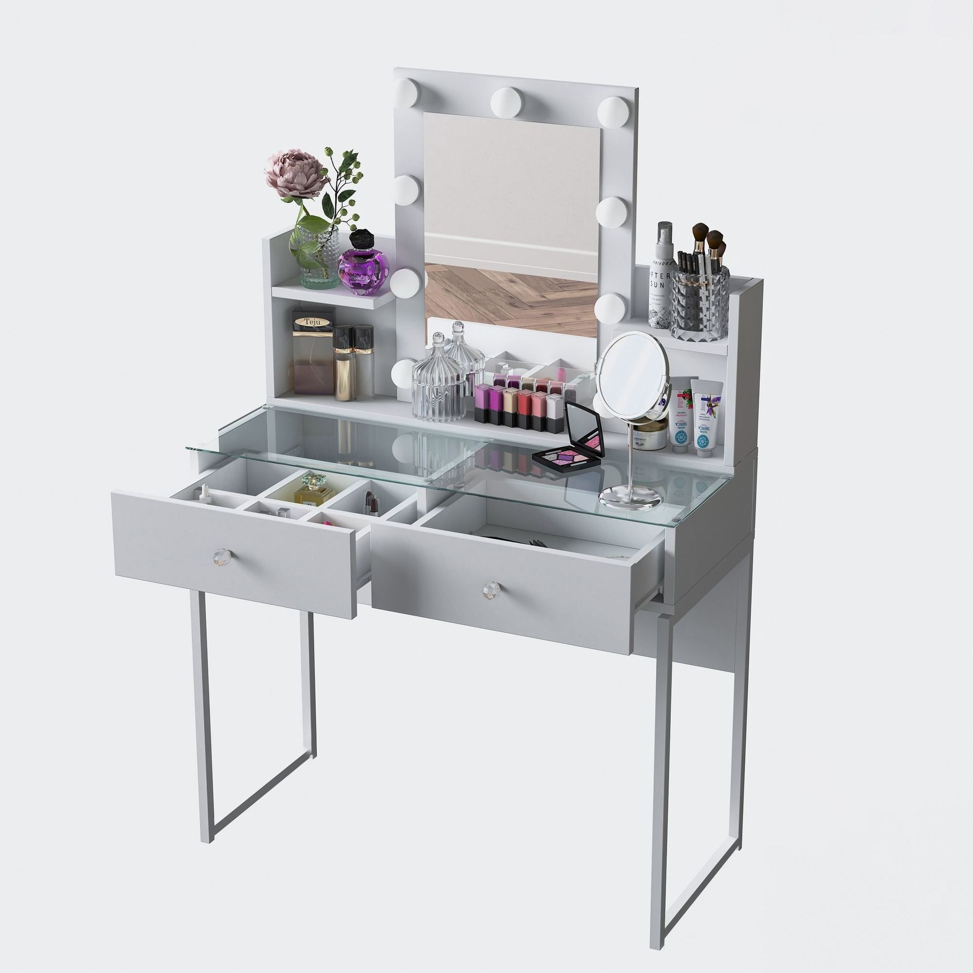 Keldan Sminkbord 90x136,8x40 cm - Vit