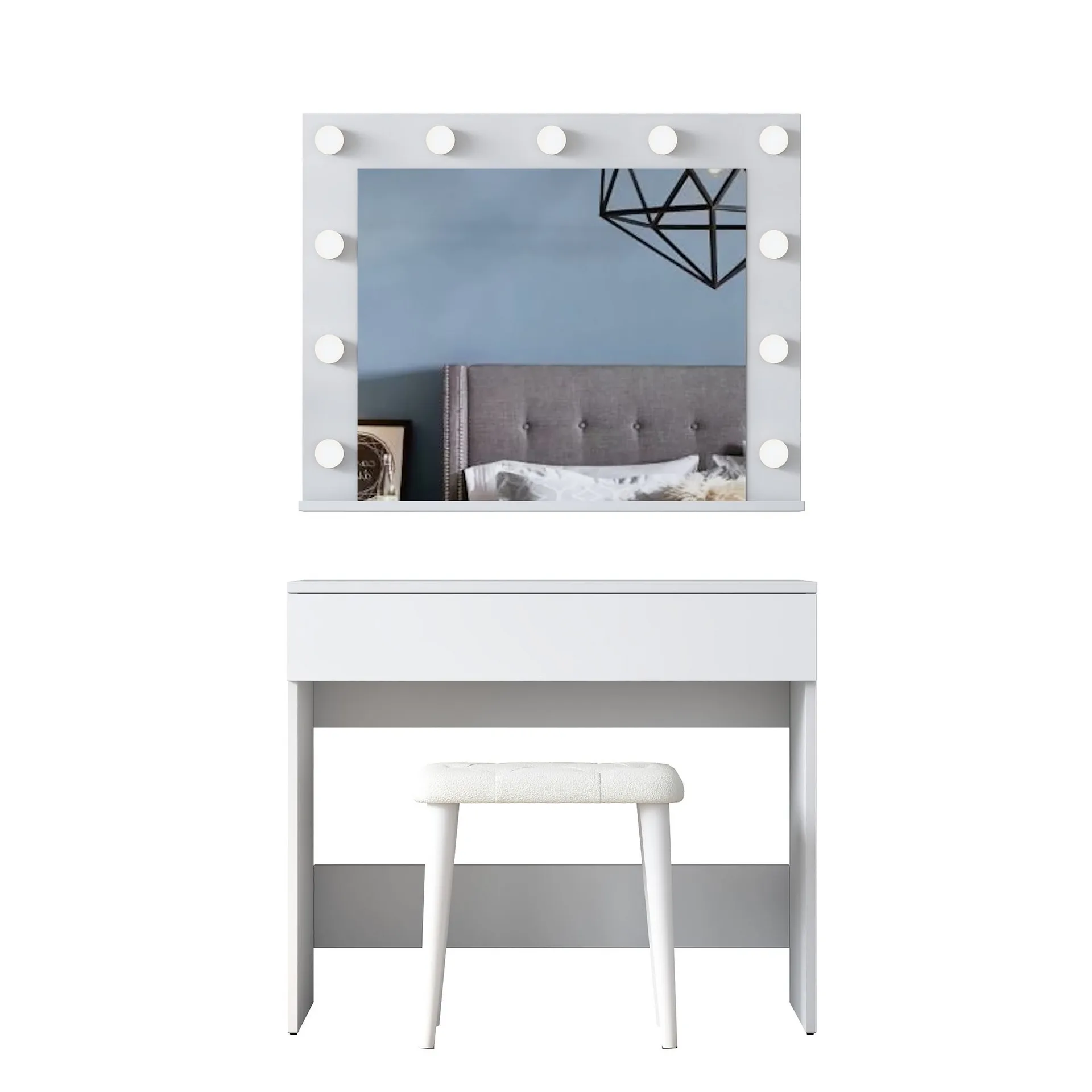 Matlerd Sminkbord 90x76,8x45 cm - Vit