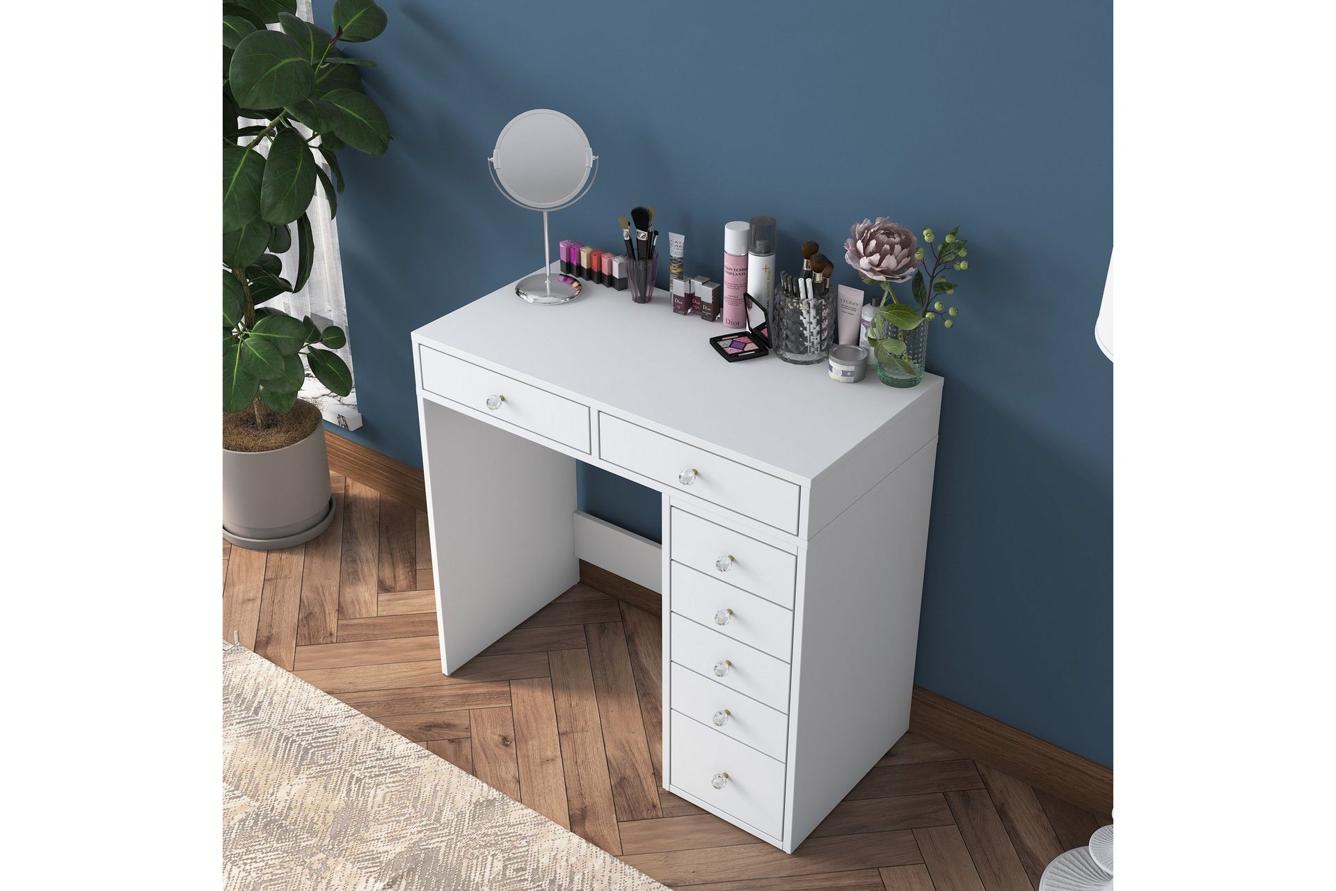 Ramender Sminkbord 90 cm - Vit