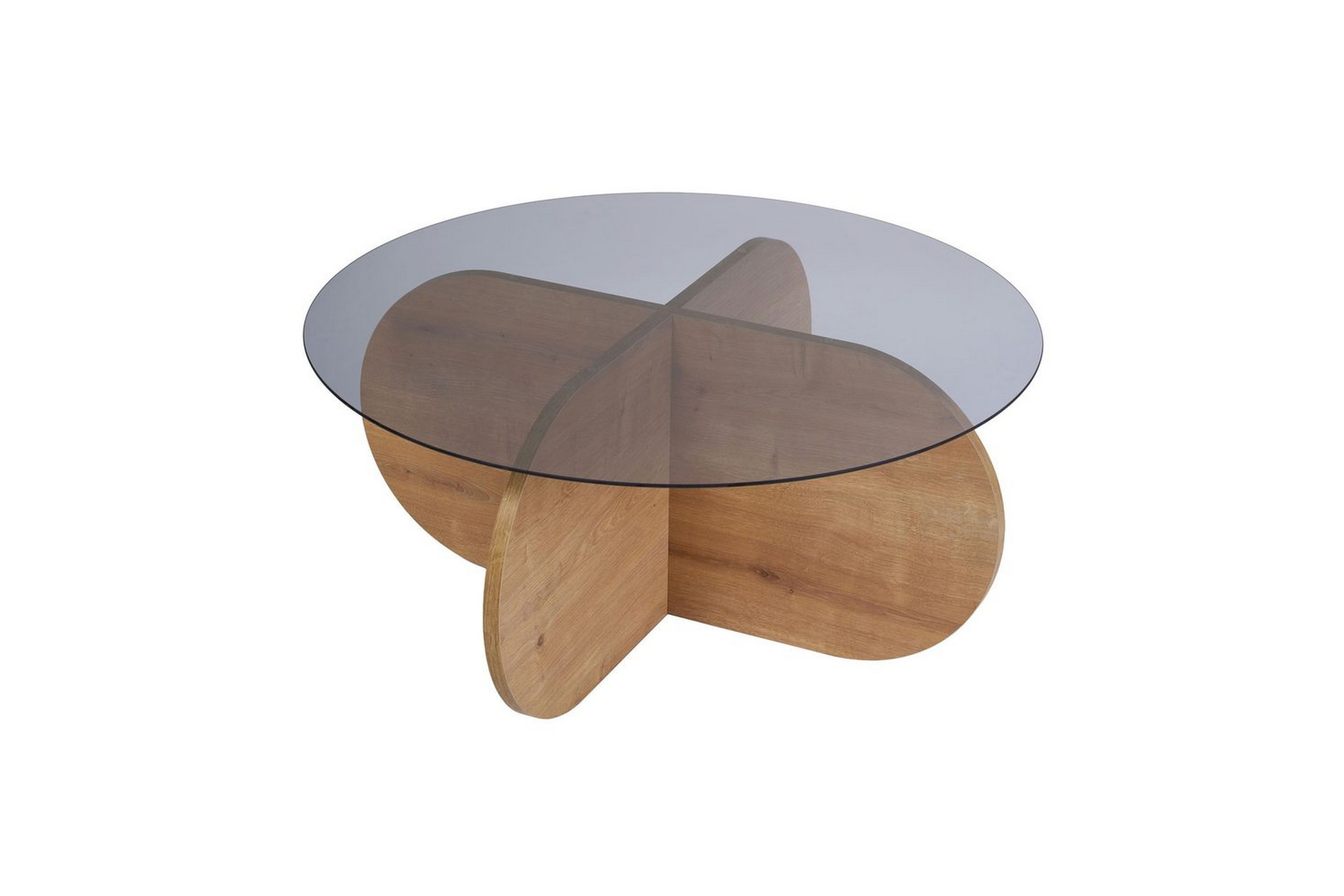 soffbord aeris 75 cm med glasskiva - safir ek / rök