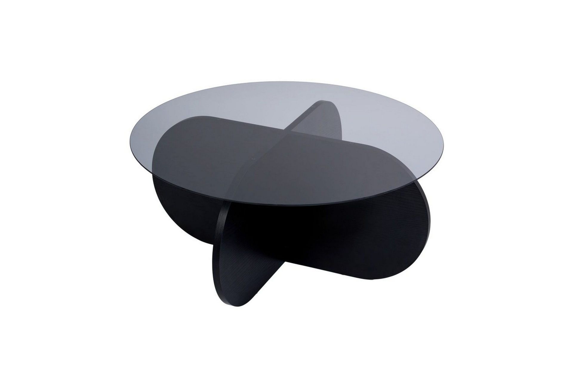 Soffbord Aeris 75 cm med Glasskiva - Tr&auml; Svart / R&ouml;kt