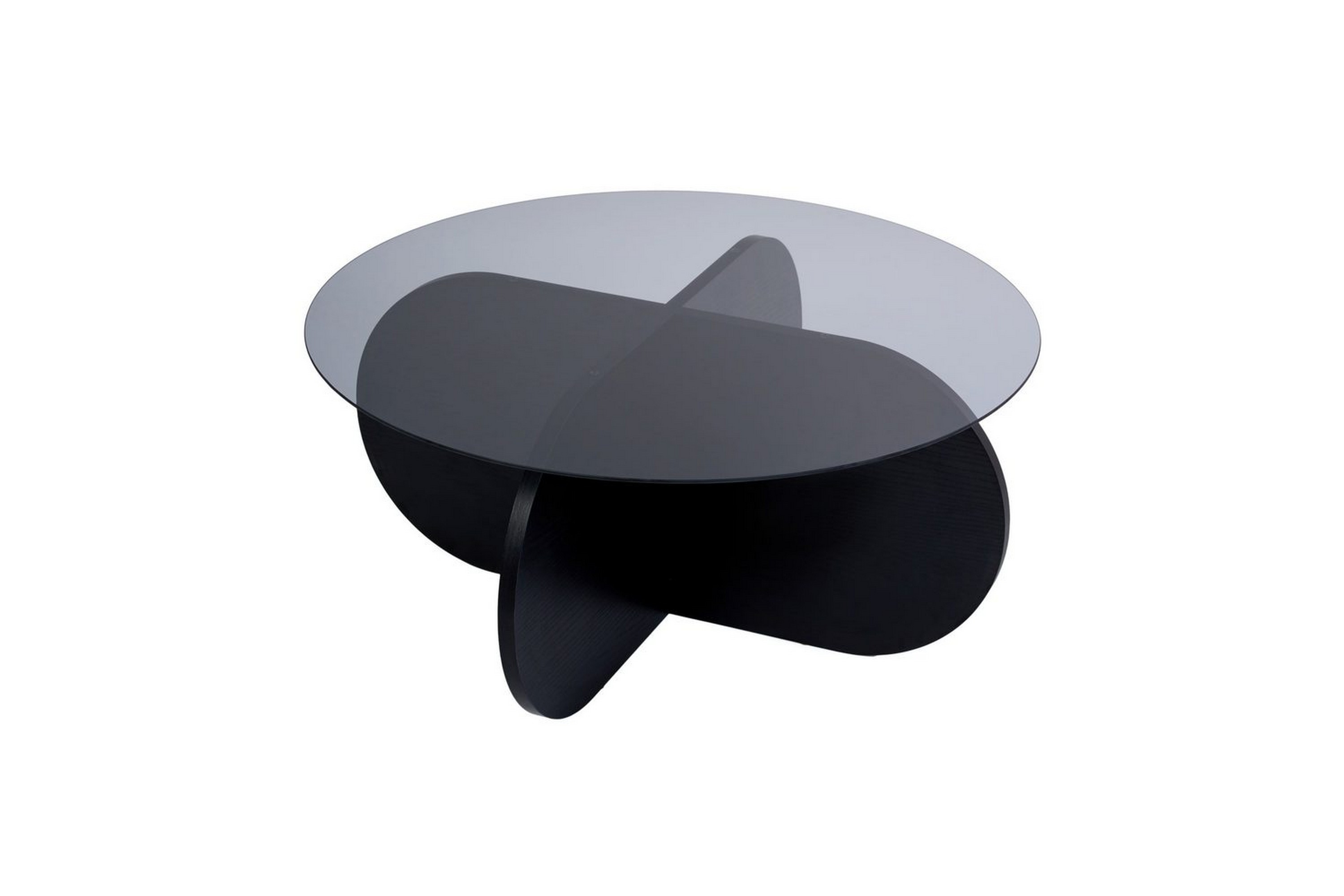 soffbord aeris 75 cm med glasskiva - trä svart / rökt