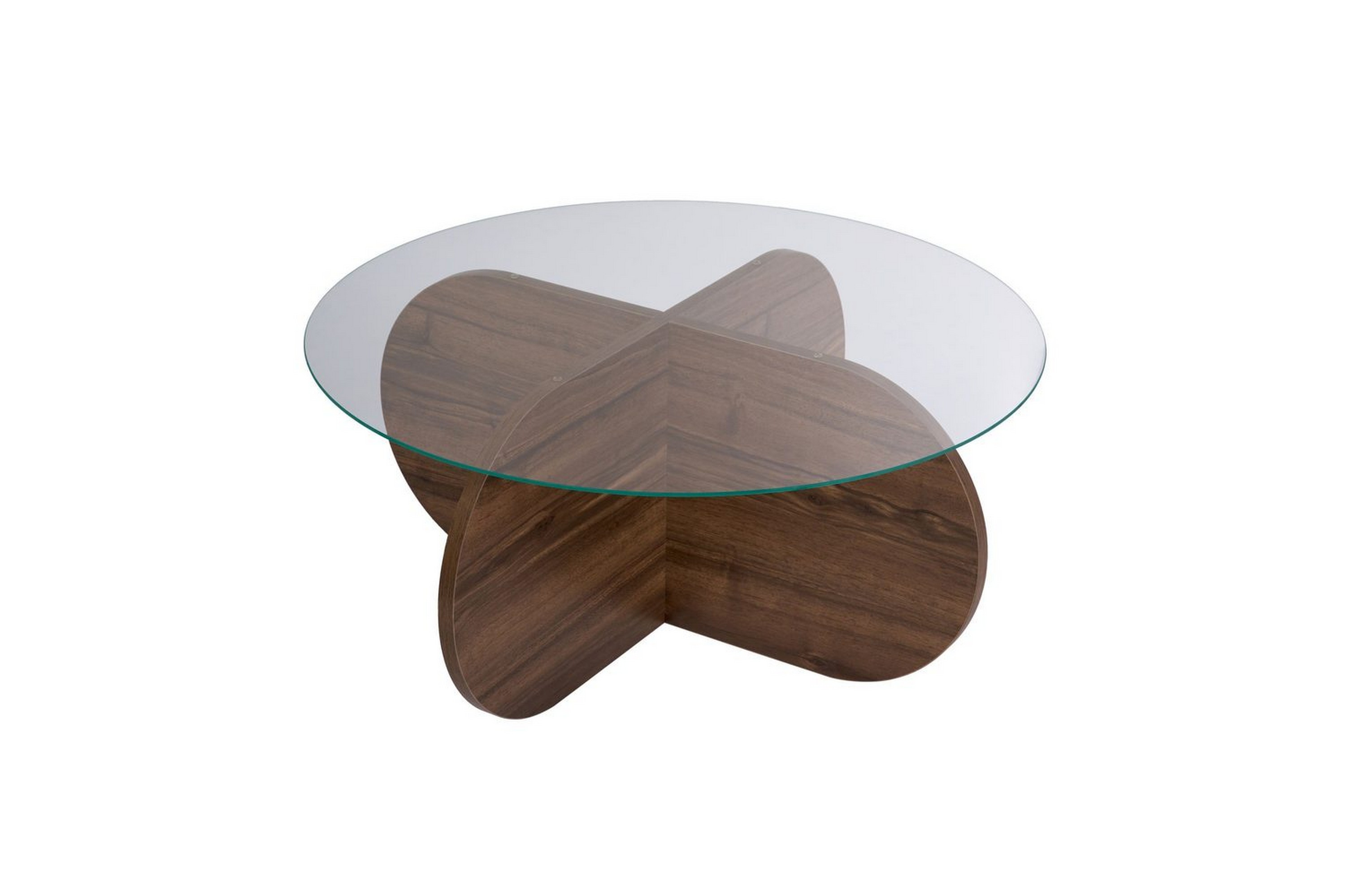 soffbord aeris 75 cm med glasskiva - valnöt / transparent