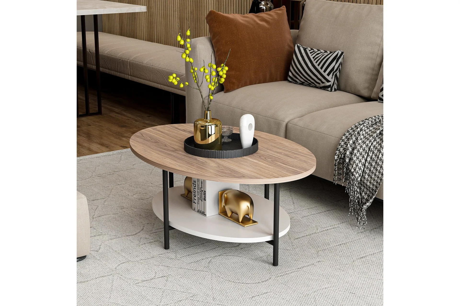 Burata Soffbord 90 cm - Ek/Vit