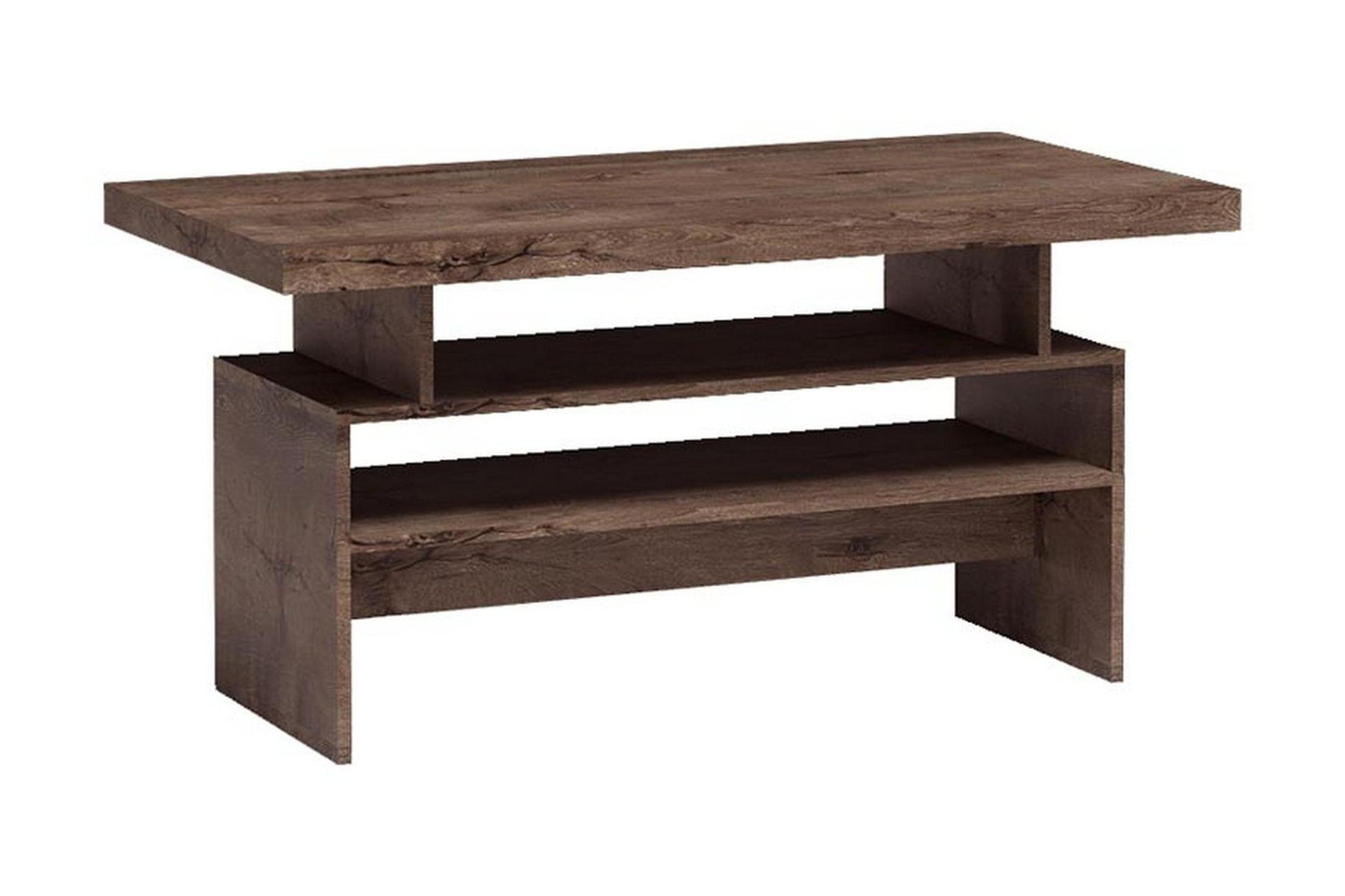 castillia soffbord 120 cm med förvaring hyllor - mörk ask