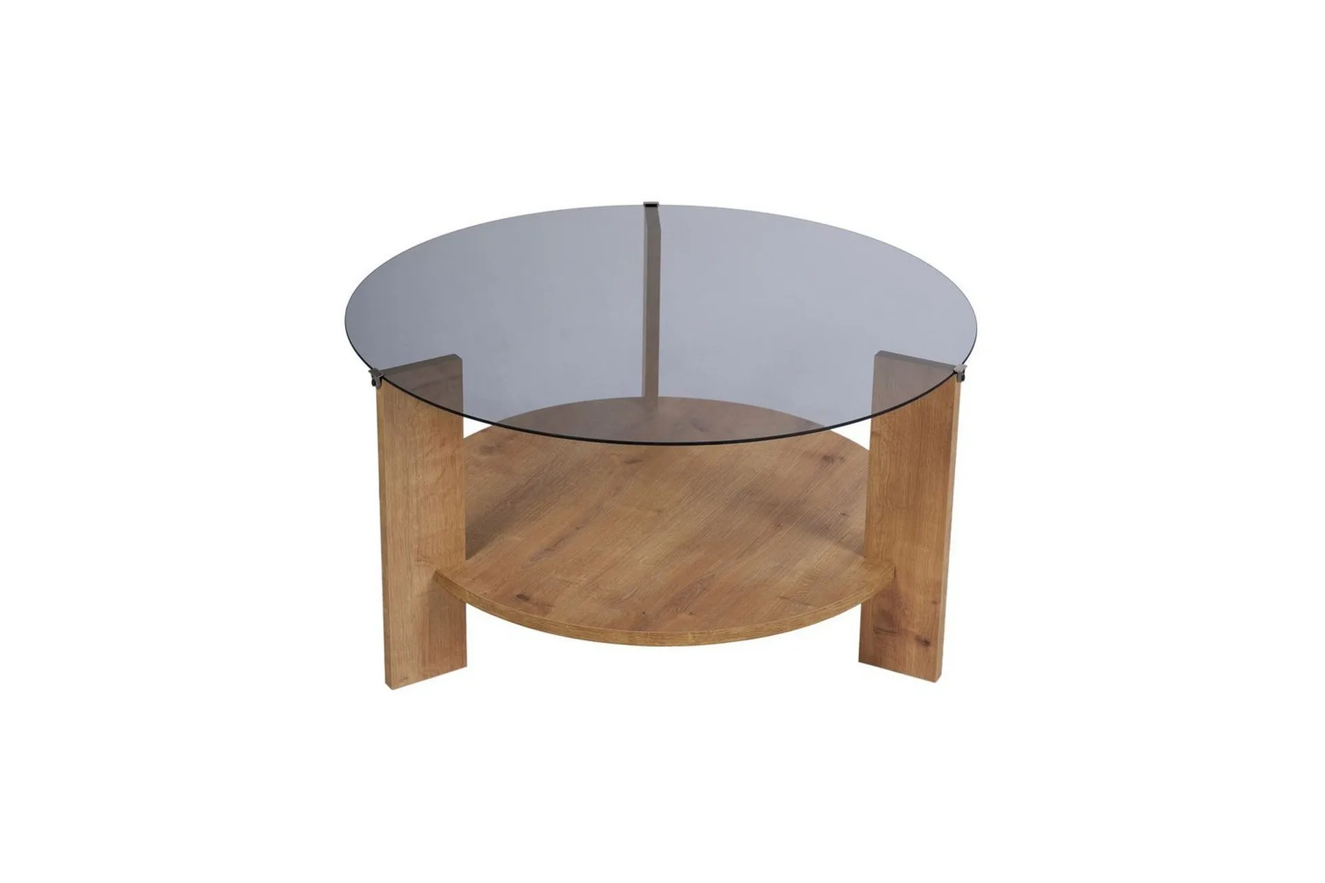 Soffbord Clara 75 cm med Glasskiva - Safir Ek / R&ouml;k