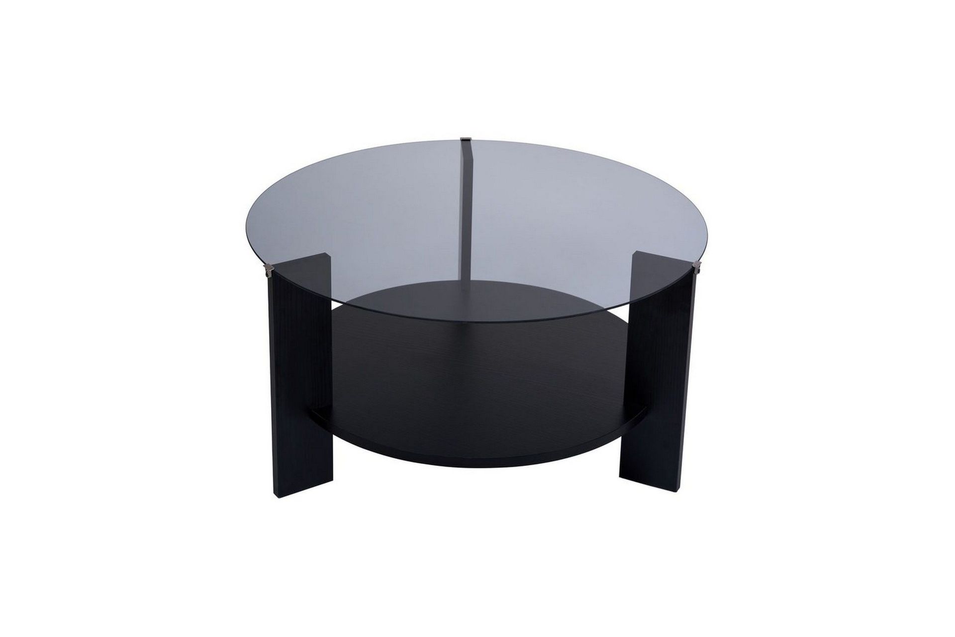 Soffbord Clara 75 cm med Glasskiva - Tr&auml; Svart / R&ouml;kt