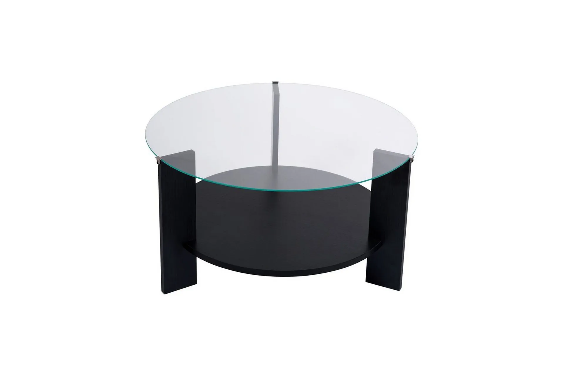 Soffbord Clara 75 cm med Glasskiva - Tr&auml; Svart / Transparent