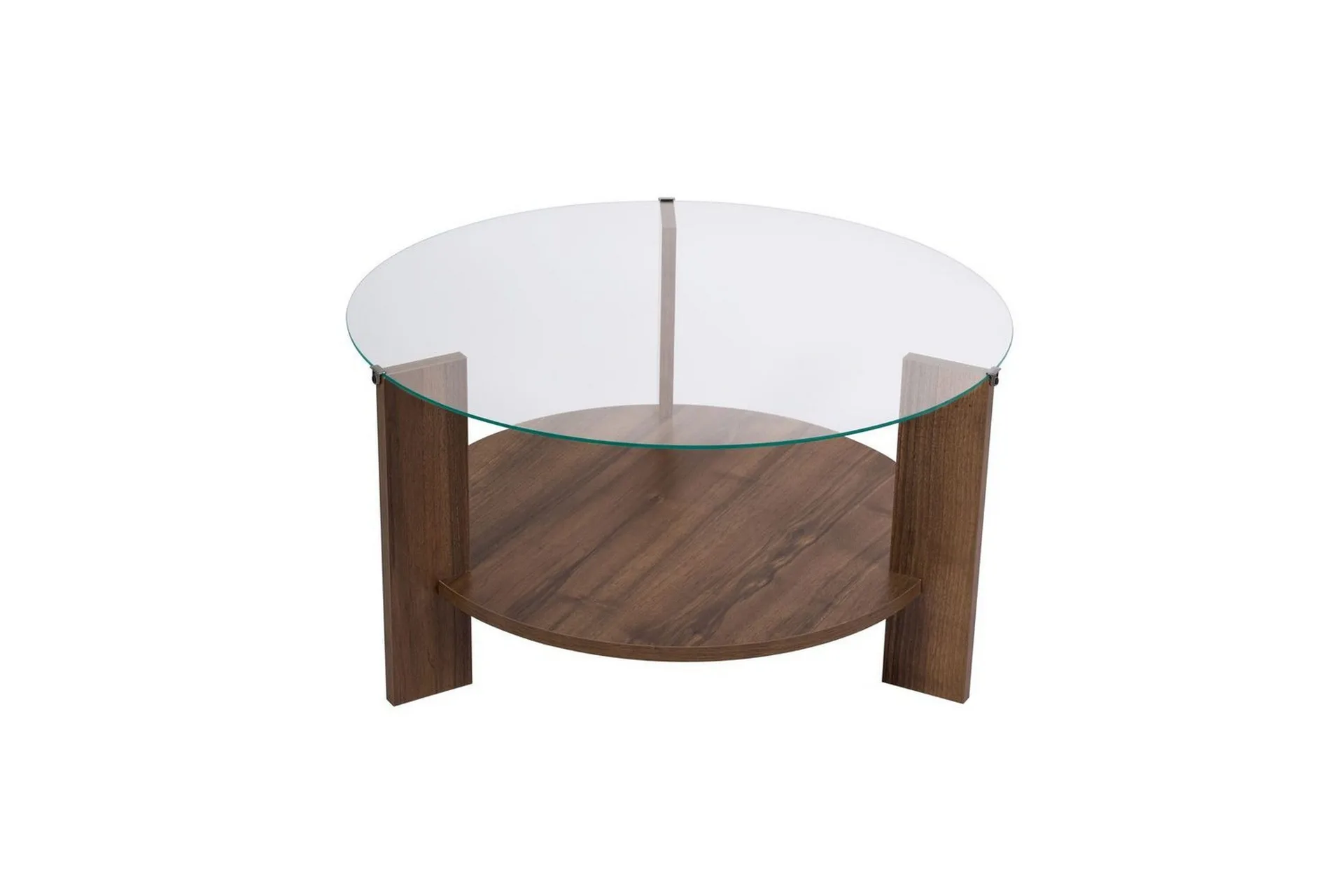 soffbord clara 75 cm med glasskiva - valnöt / transparent