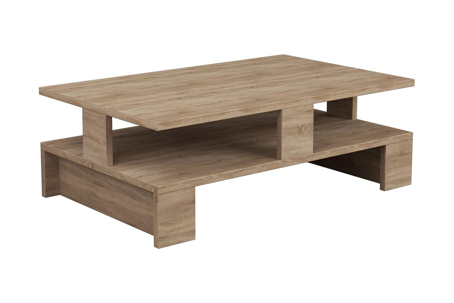 Decorta Soffbord 80 cm med Förvaring Hylla - Ekfärg