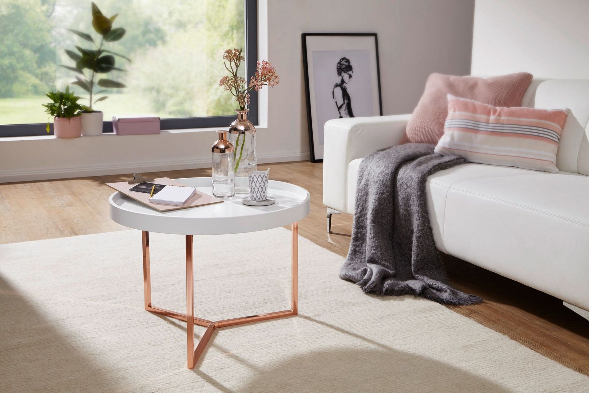 Dhir Soffbord 59 cm Runt - Vit/M&auml;ssing