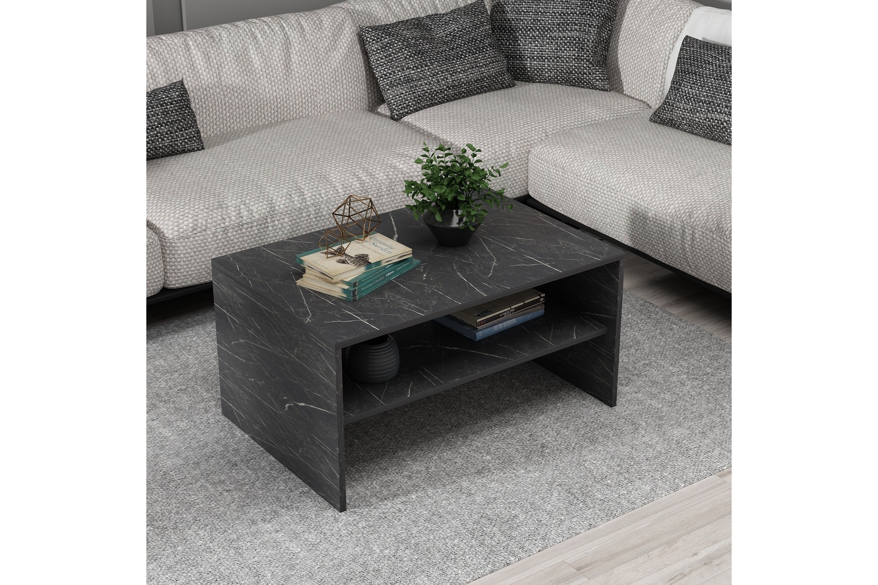 soffbord dormea 90 cm - svart marmor