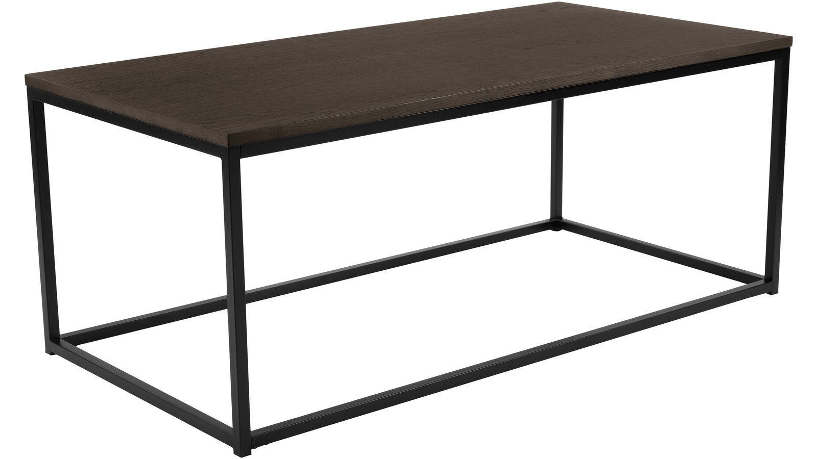 Soffbord Dover 120x60 cm - Mörkbrun ekfaner med svartlackade metallben