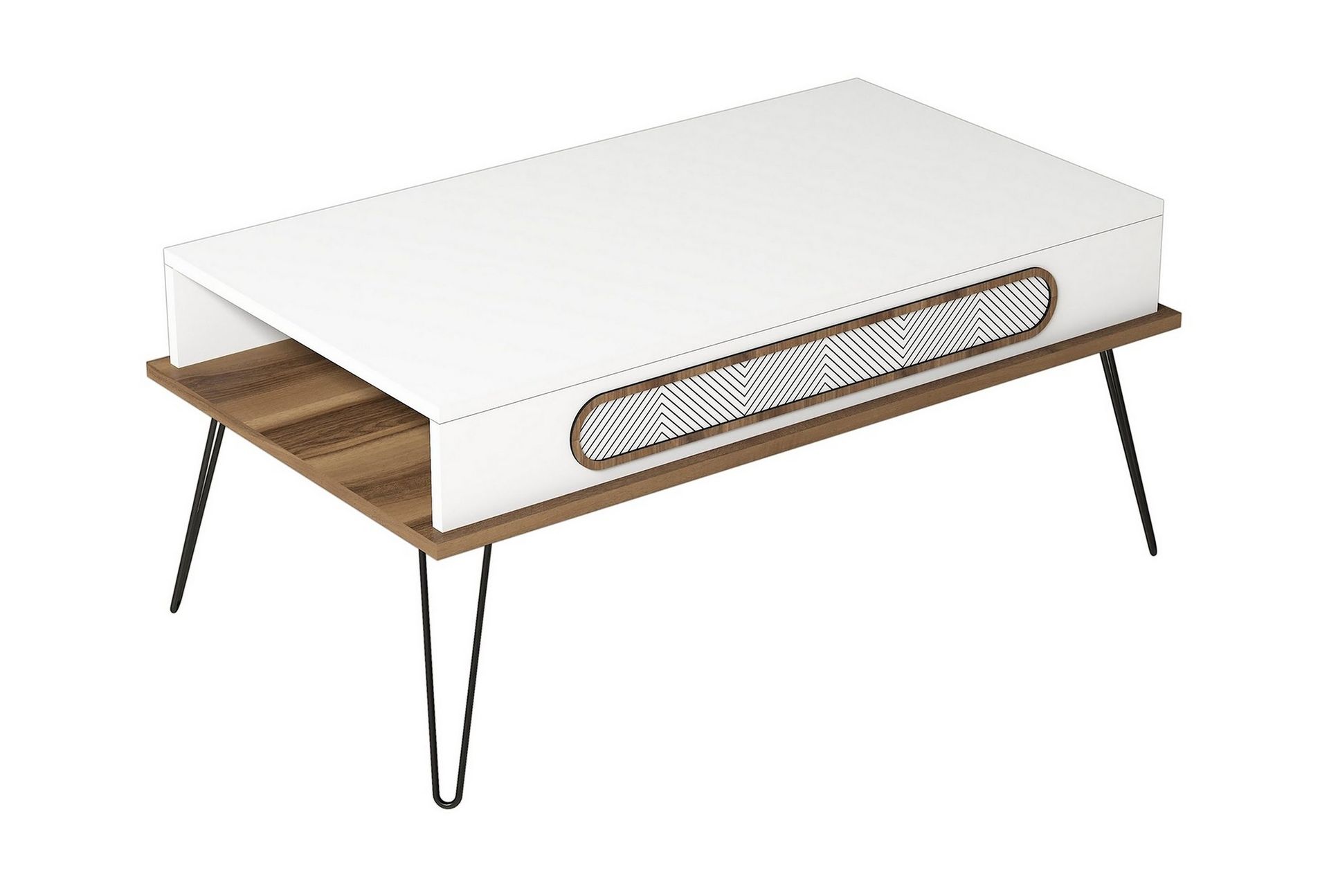 Ekolane Soffbord 105 cm med F&ouml;rvaring Hylla - Vit/Natur