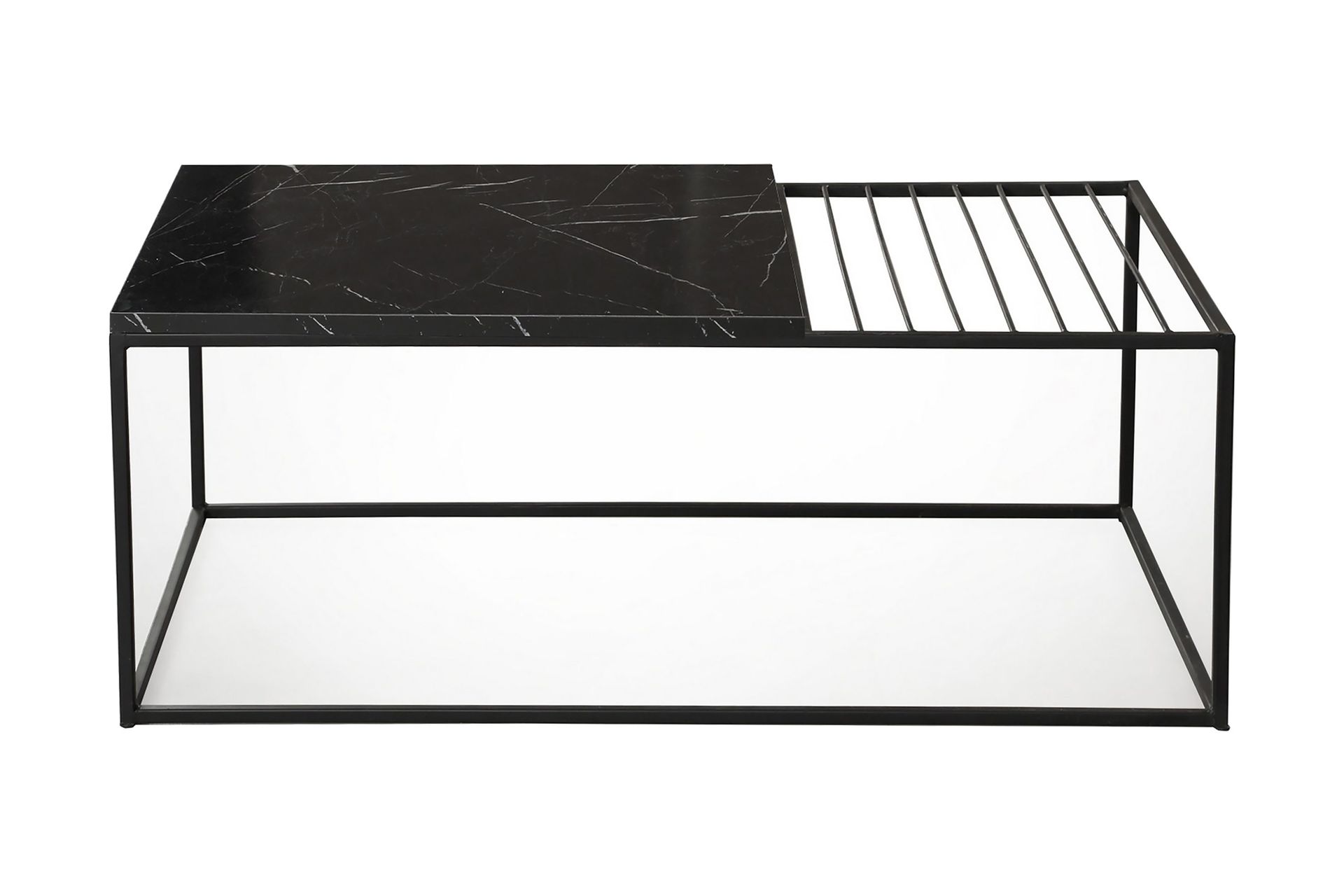 Falan Soffbord 95 cm Marmorm&ouml;nster Ribbor - Svart