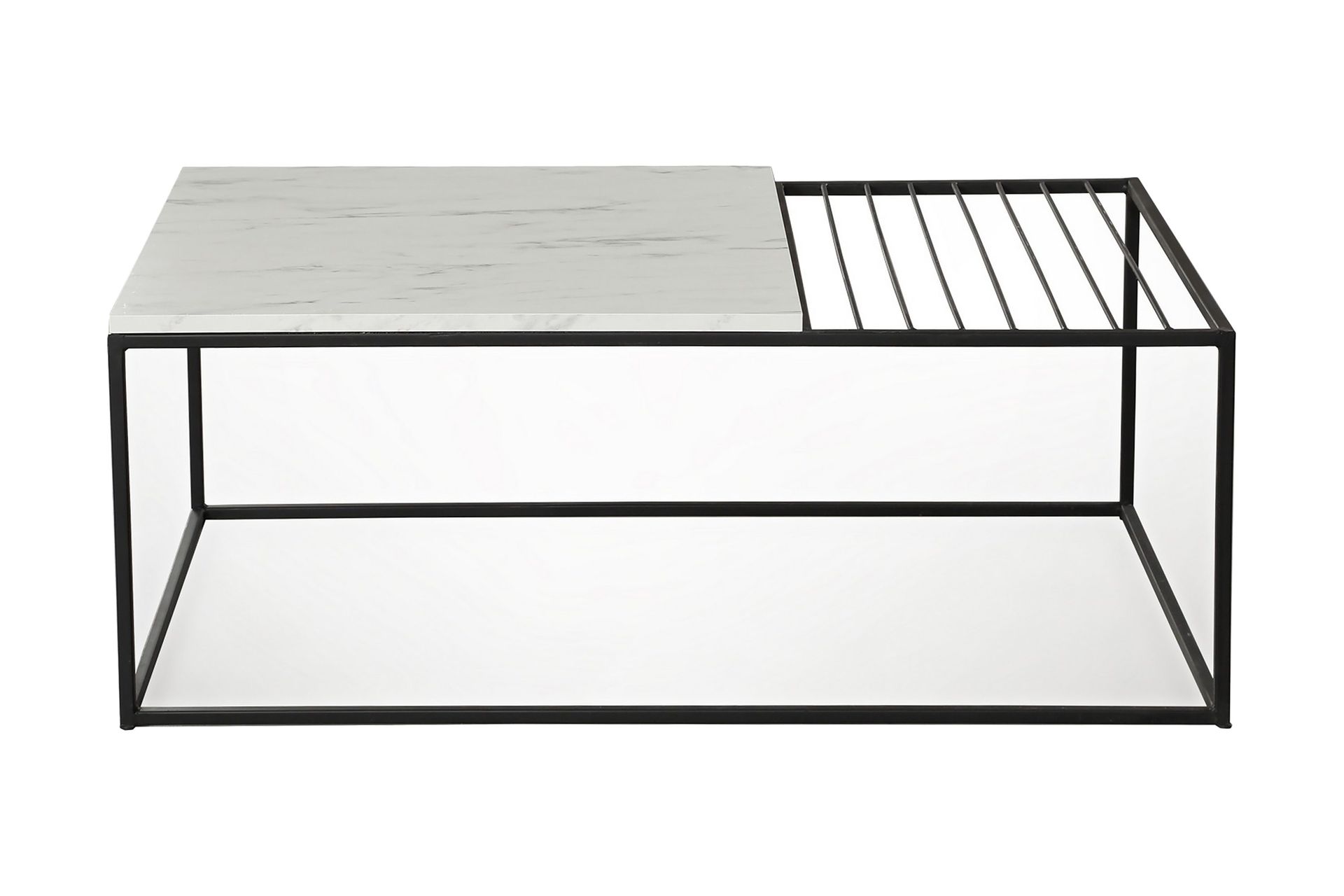 Falan Soffbord 95 cm Marmormönster Ribbor - Vit/Svart