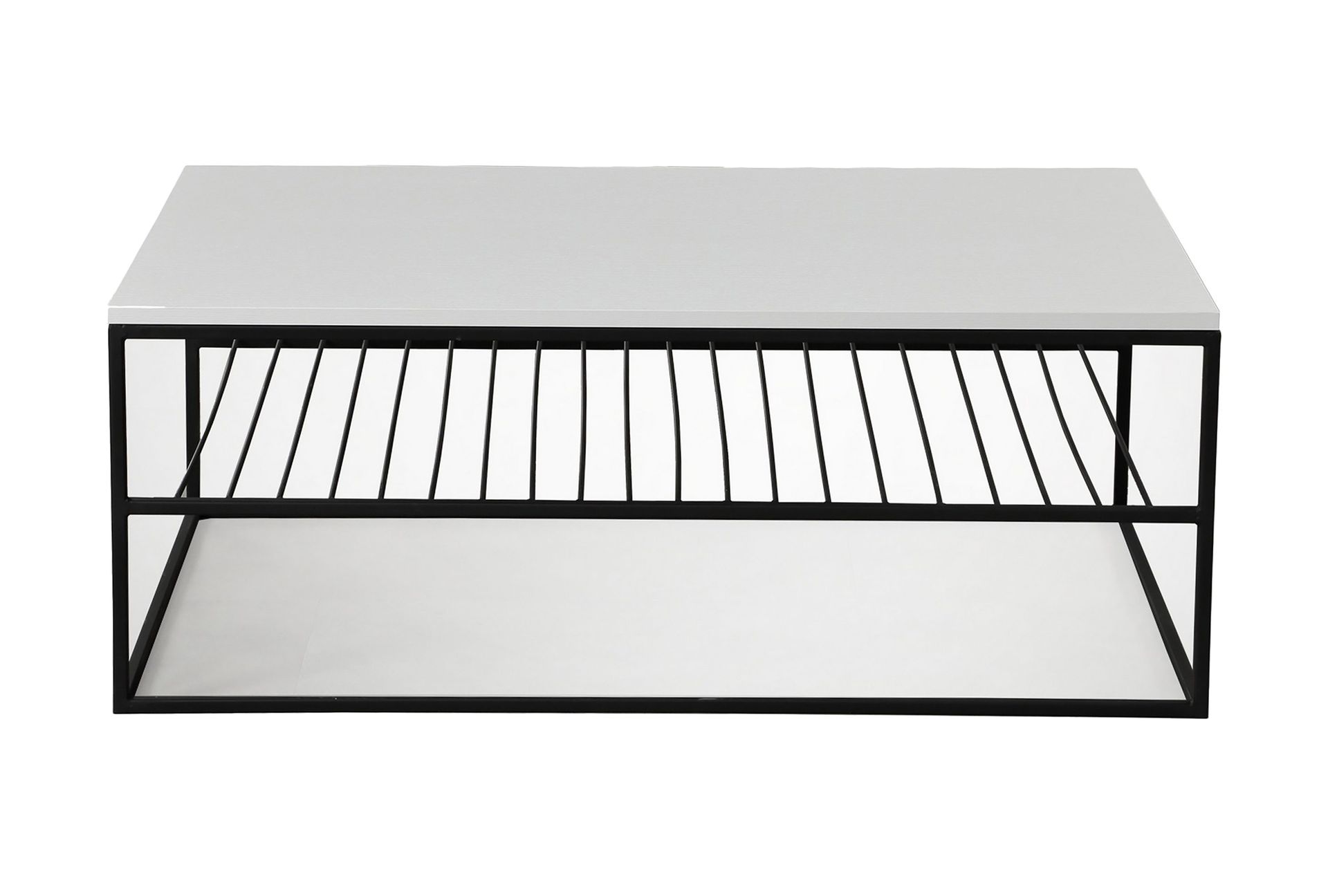 Falan Soffbord 95 cm med F&ouml;rvaring Hyllor Ribbor - Vit/Svart