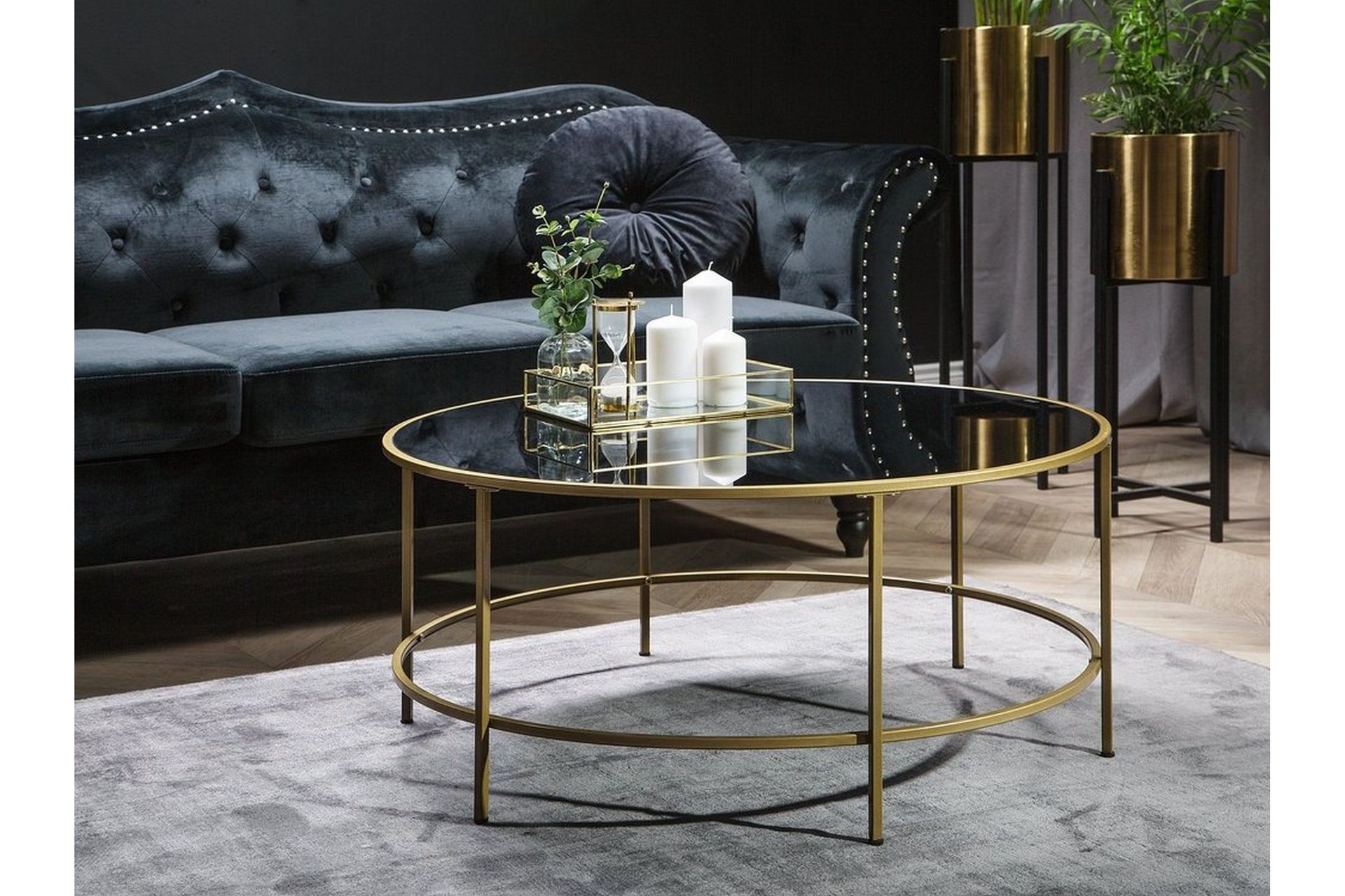 Florence Soffbord 88 cm - Svart/Glas