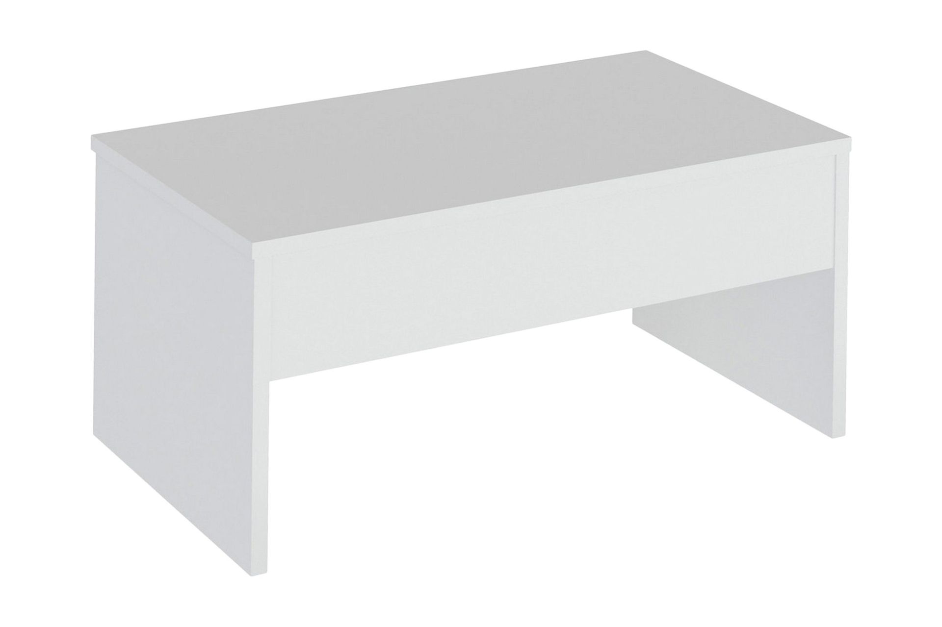 Furny Home Soffbord 90 cm H&ouml;j- och S&auml;nkbar med F&ouml;rvaring - Vit