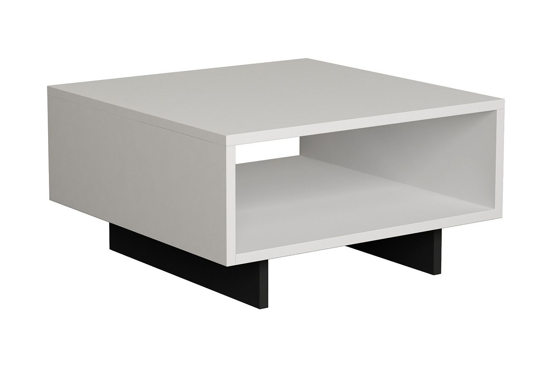 Hapeila Soffbord 60 cm med F&ouml;rvaring Hylla - Vit/M&ouml;rkgr&aring;