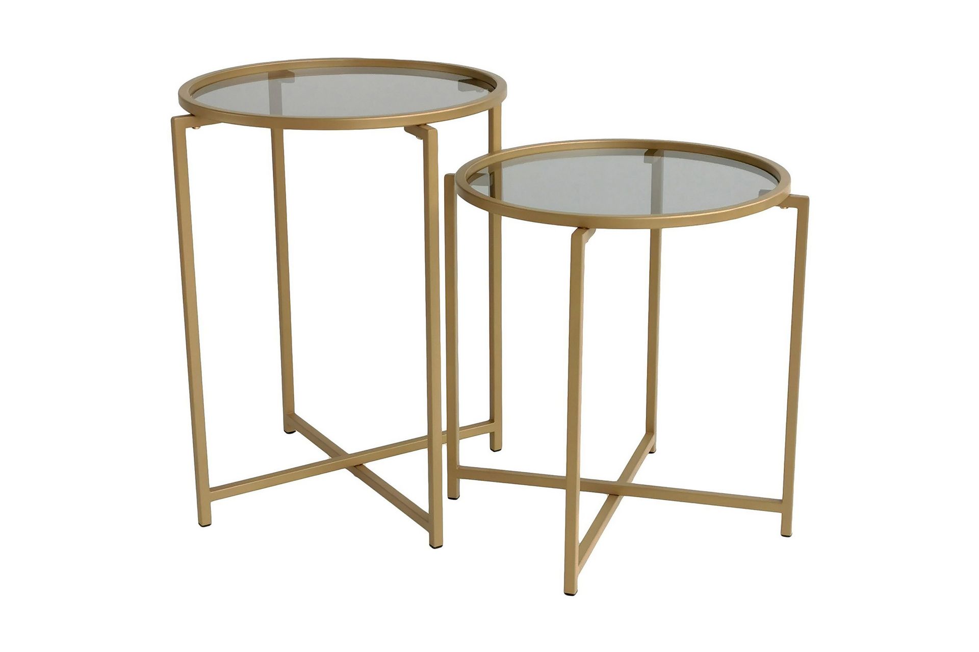 Hardinwre Satsbord 50 cm Runt 2-pack - R&ouml;kf&auml;rgat/Guld