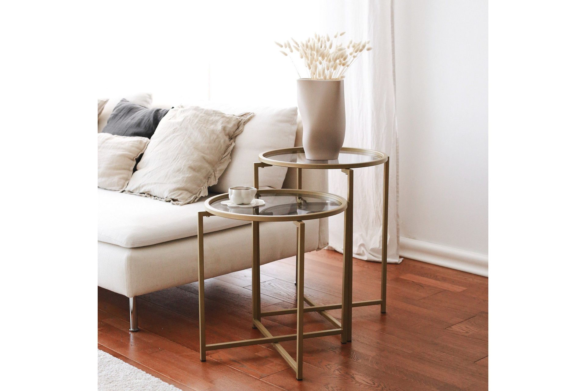 Hardinwre Soffbord 50 cm Runt 2-pack - Guld/R&ouml;kf&auml;rgat