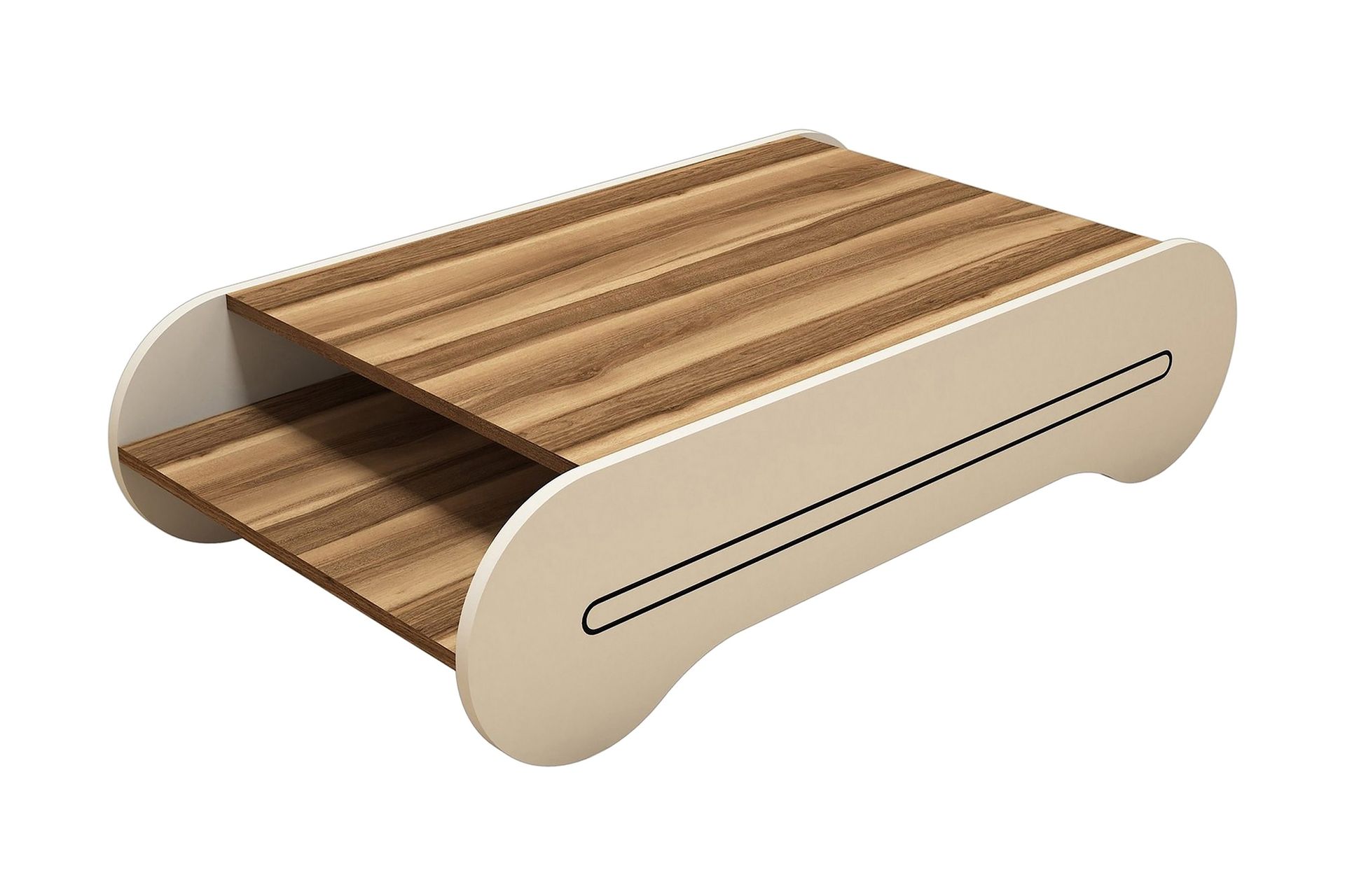 Hovdane Soffbord 120 cm med F&ouml;rvaring Hylla - Brun/Kr&auml;mvit