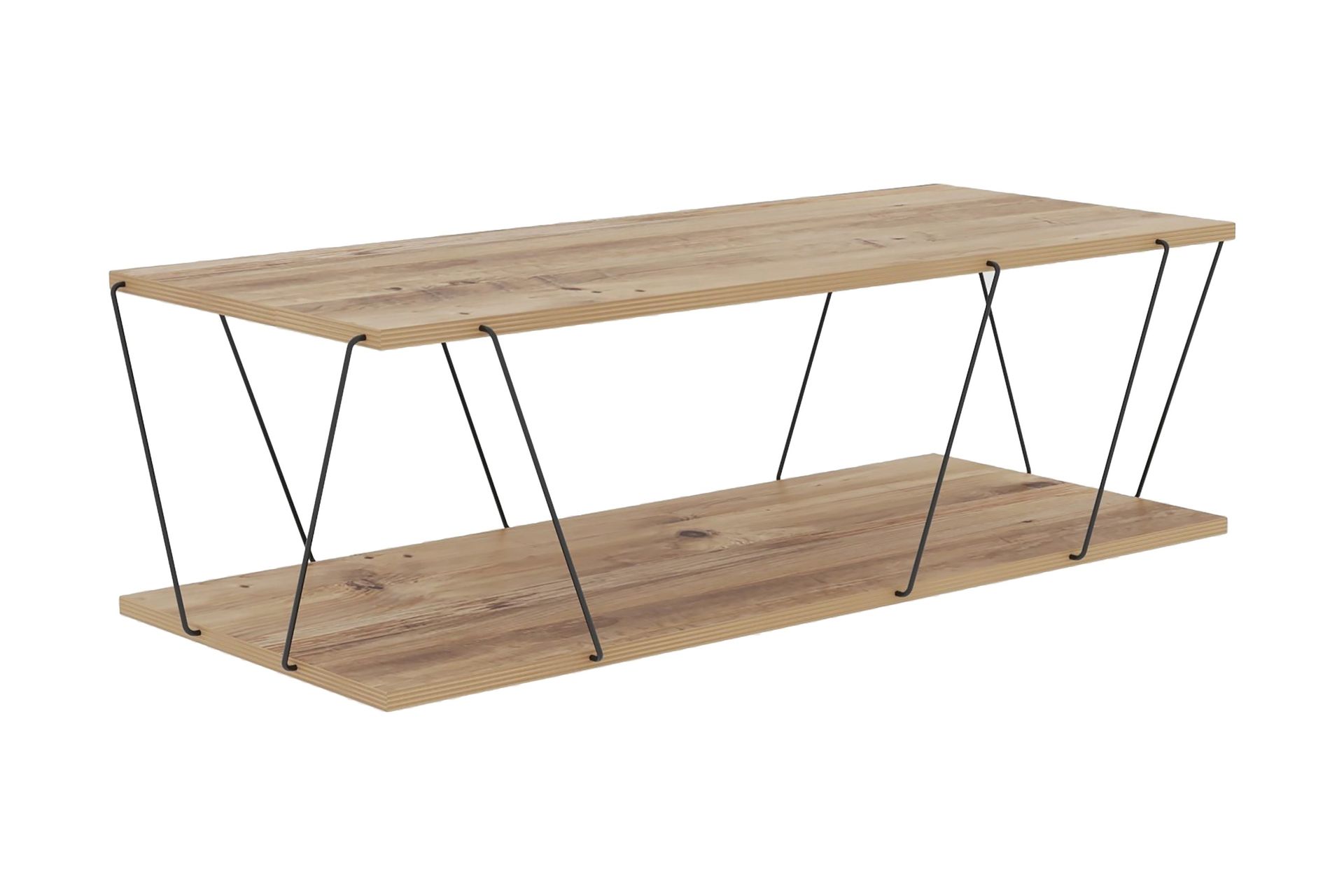 Ljusfors  Soffbord 120 cm med F&ouml;rvaring Hylla - Natur/Svart