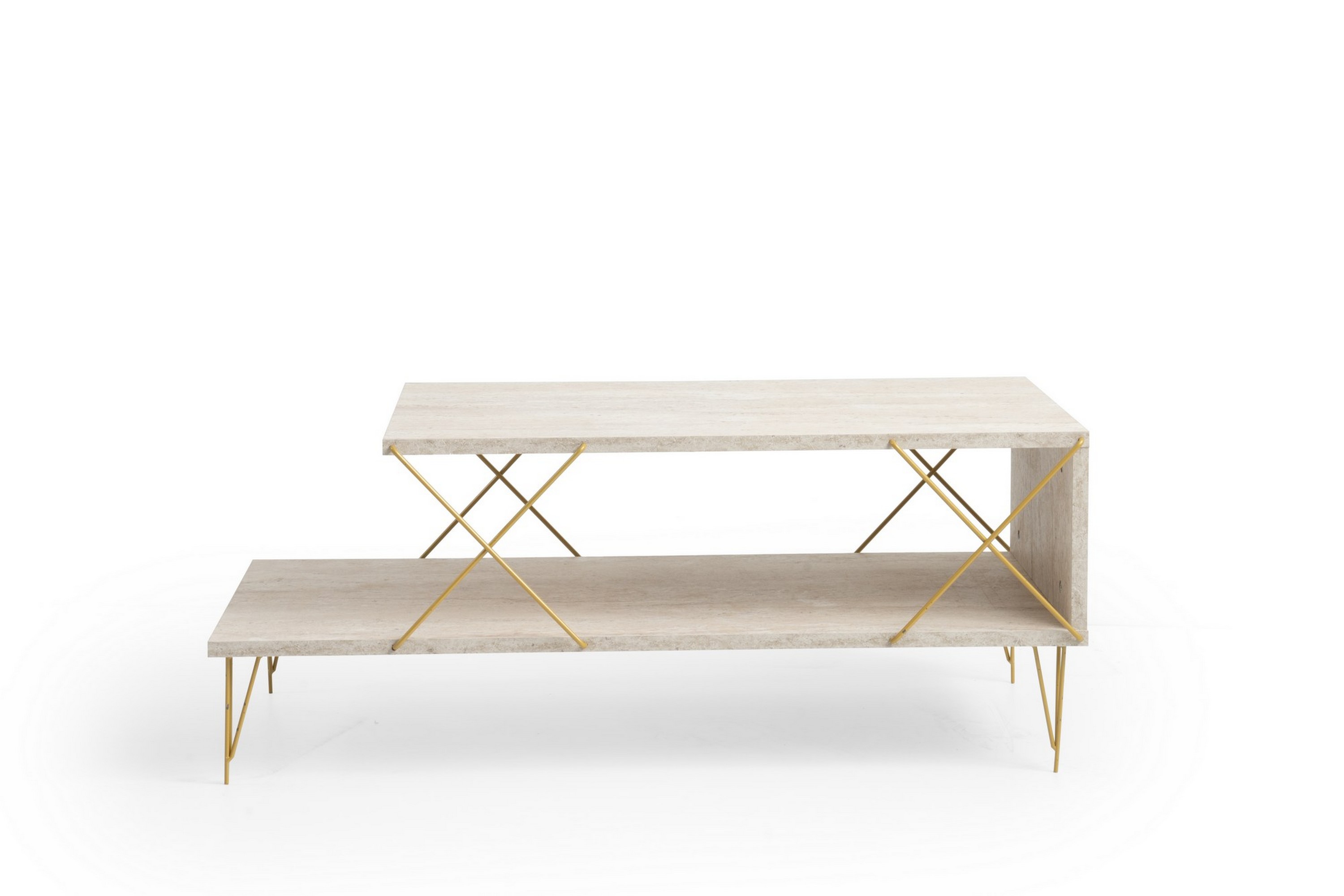 Soffbord Loiret 100 cm Guld/Marmor