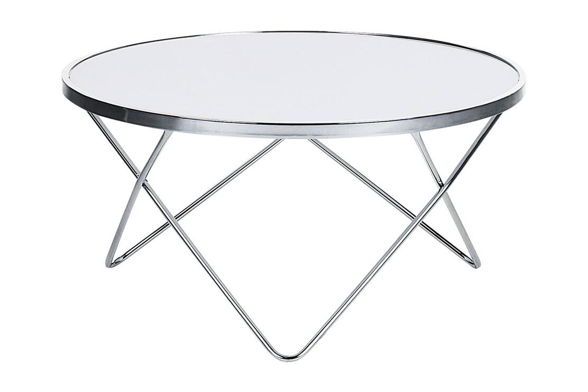 Meerah Soffbord 80 cm Runt - Vit/Silver