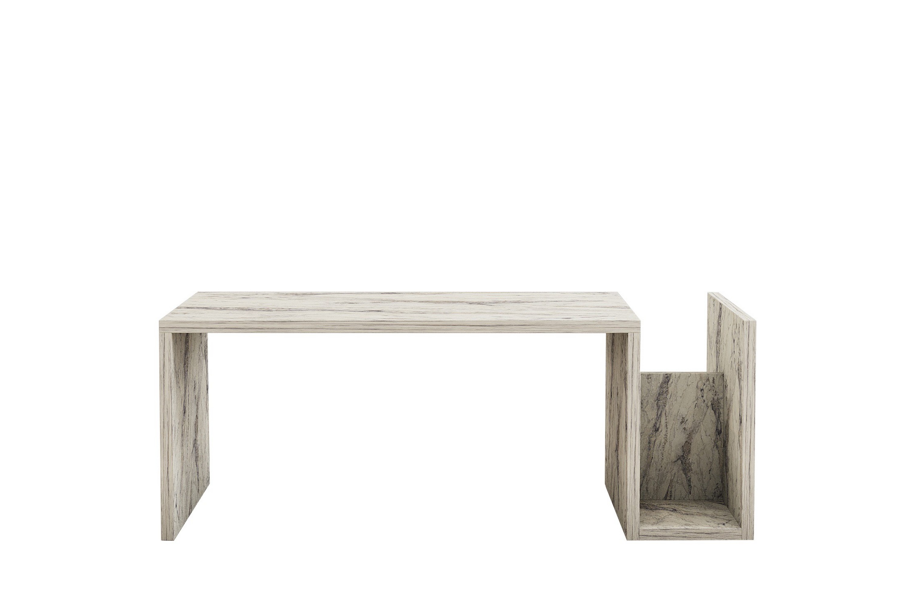 Soffbord Memenil 87 cm Vit marmor