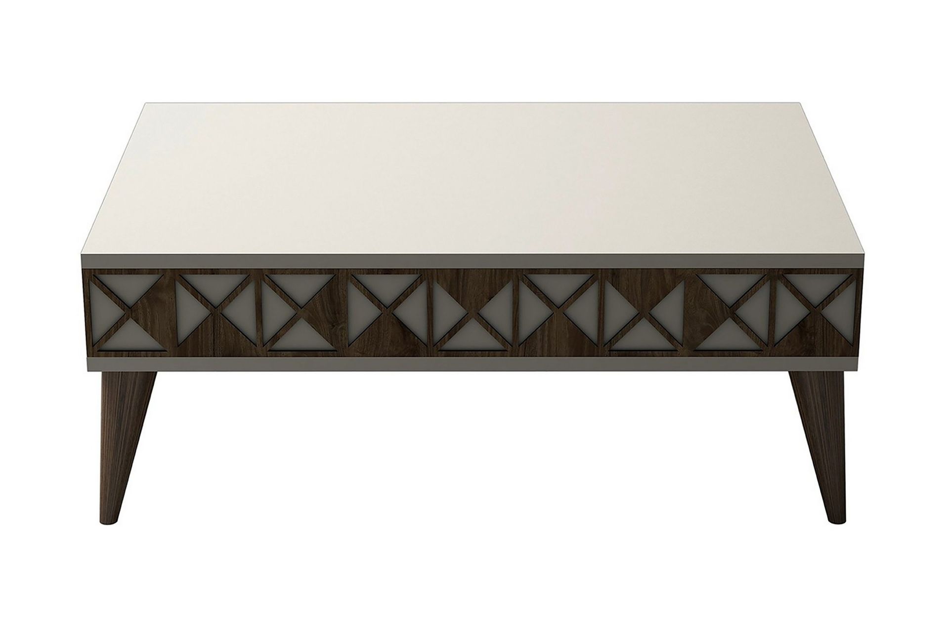 Muennink Soffbord 90 cm med F&ouml;rvaring Hylla - Kr&auml;mvit/Brun