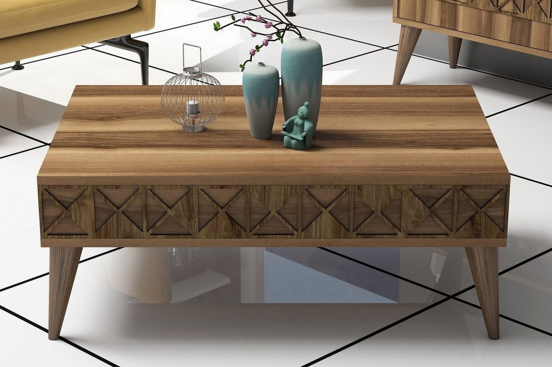 Muennink Soffbord 90 cm med F&ouml;rvaring Hylla - Valn&ouml;tsbrun