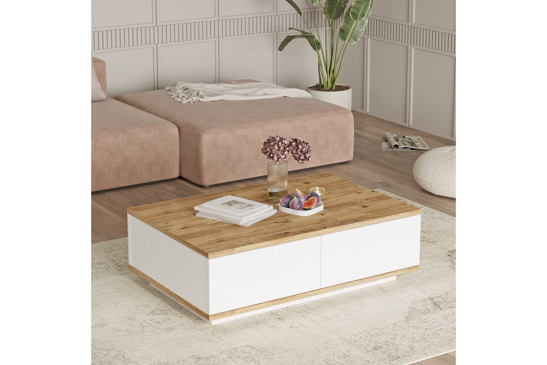 Najar Soffbord 90 cm - Brun/Vit
