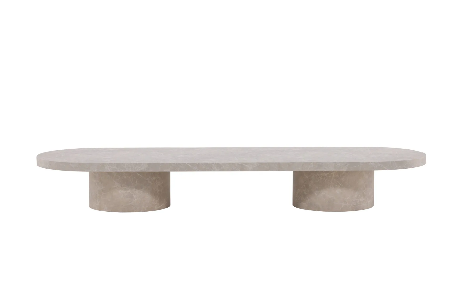 Narvik Travertin Ovalt Soffbord 190x60 cm - Beige / Ljus