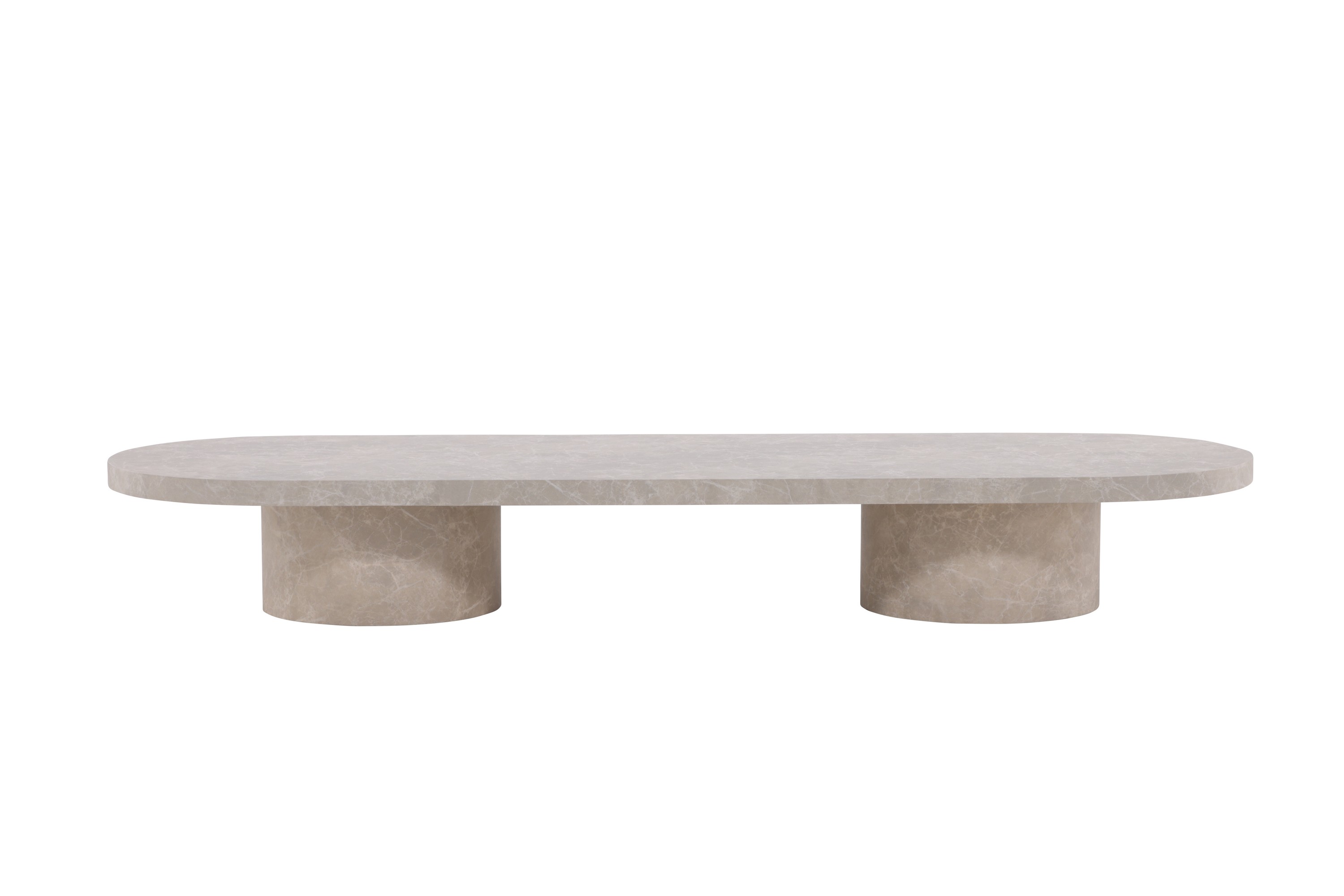 Narvik Travertin Ovalt Soffbord 190x60 cm Beige