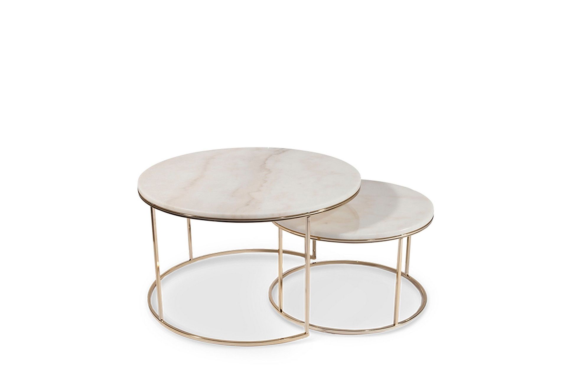 New York Soffbord 80 cm Set om 2 Runt - Marmor/Champagne