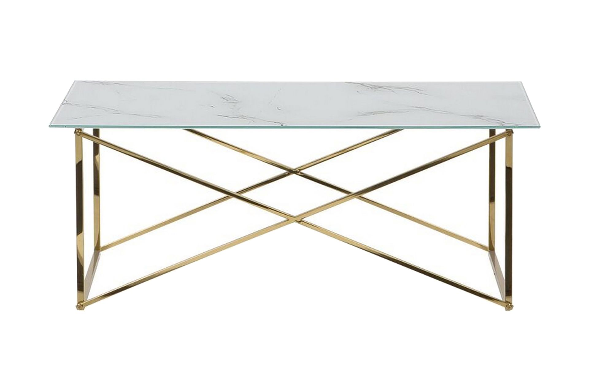 Nod Soffbord 100 cm Marmorm&ouml;nster - Vit/Guld