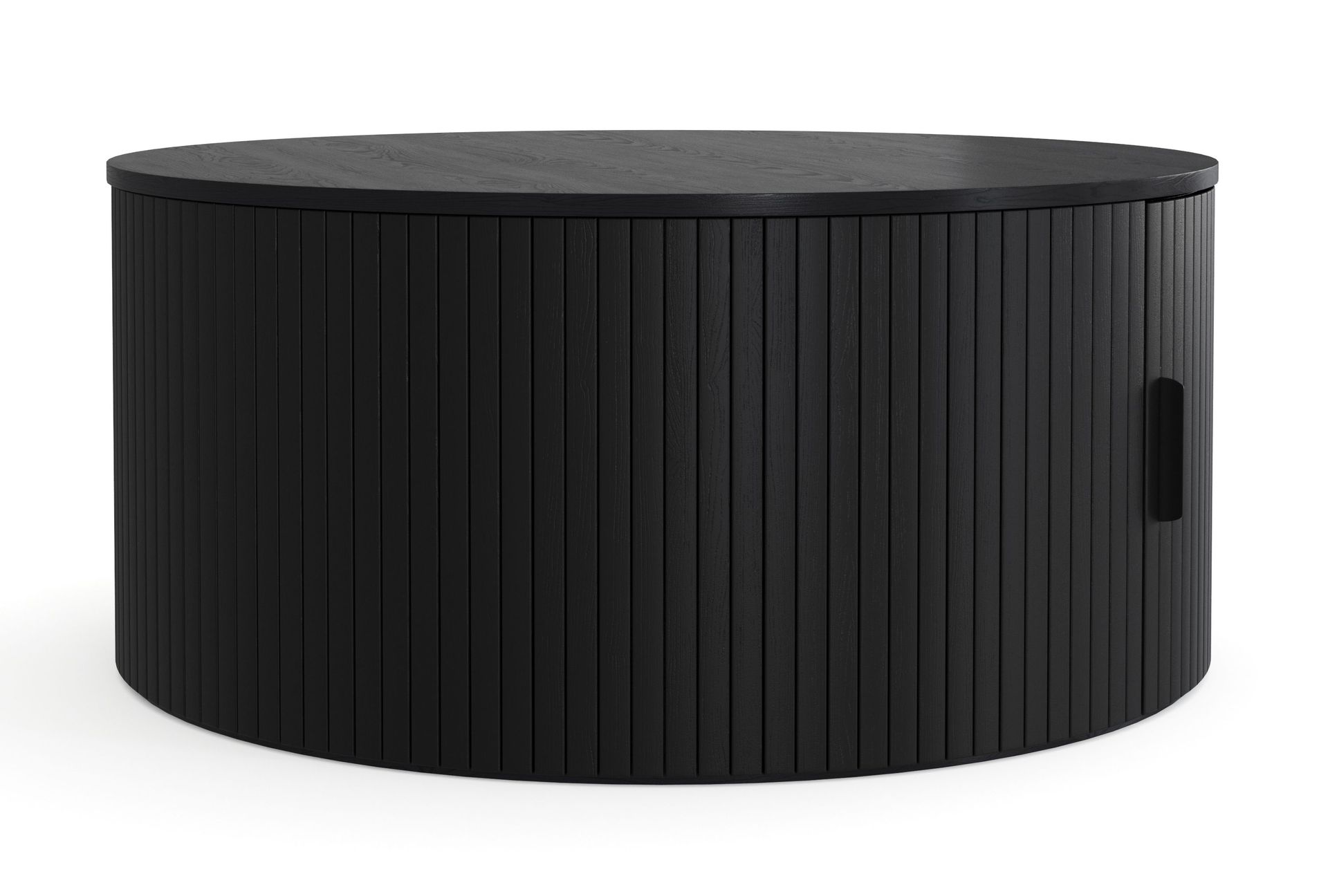 noira runt soffbord 80 cm med förvaring ribbad - svart / trä