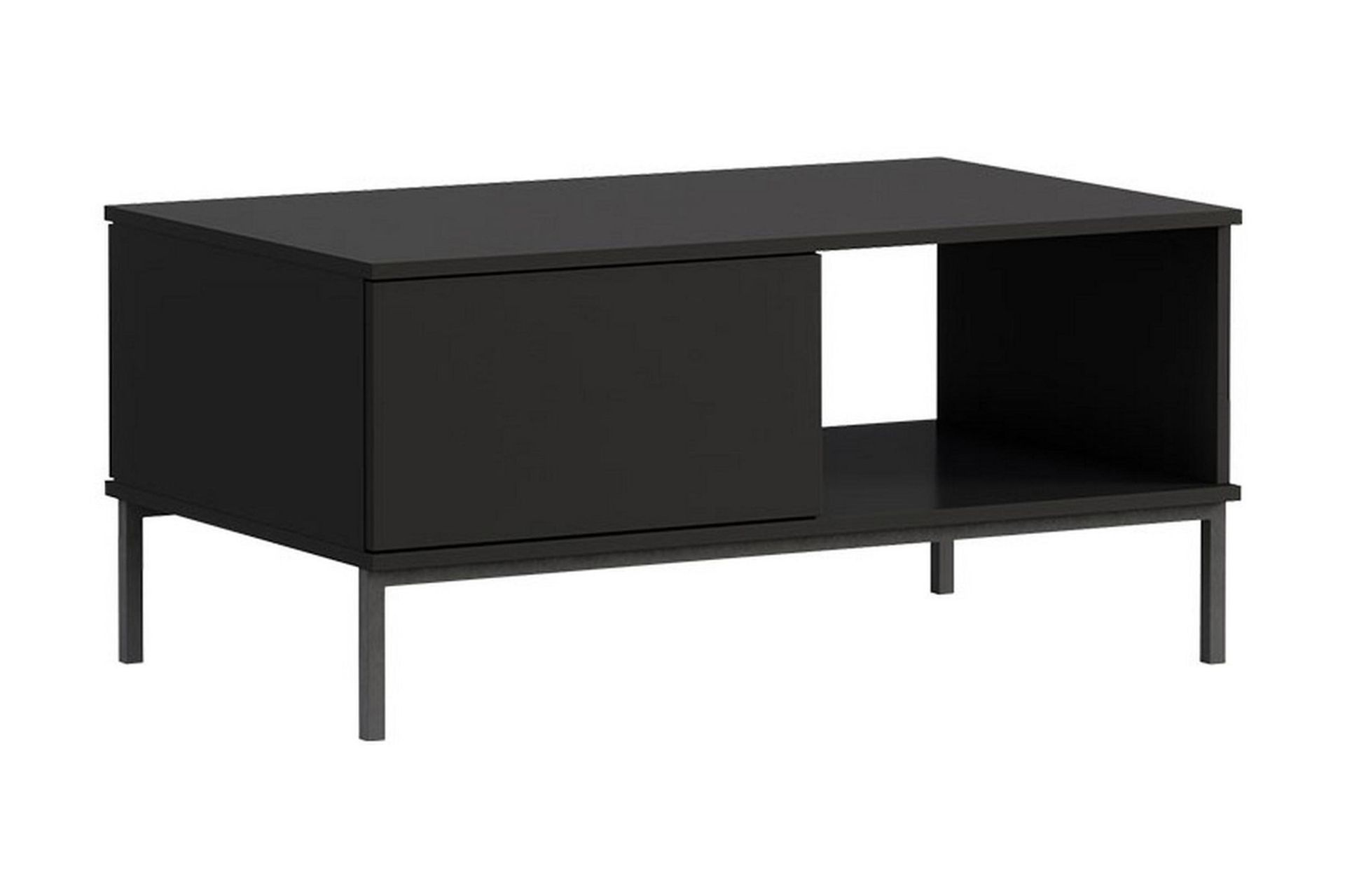 Querty Soffbord 100 cm med Förvaring Hylla + Låda - Svart