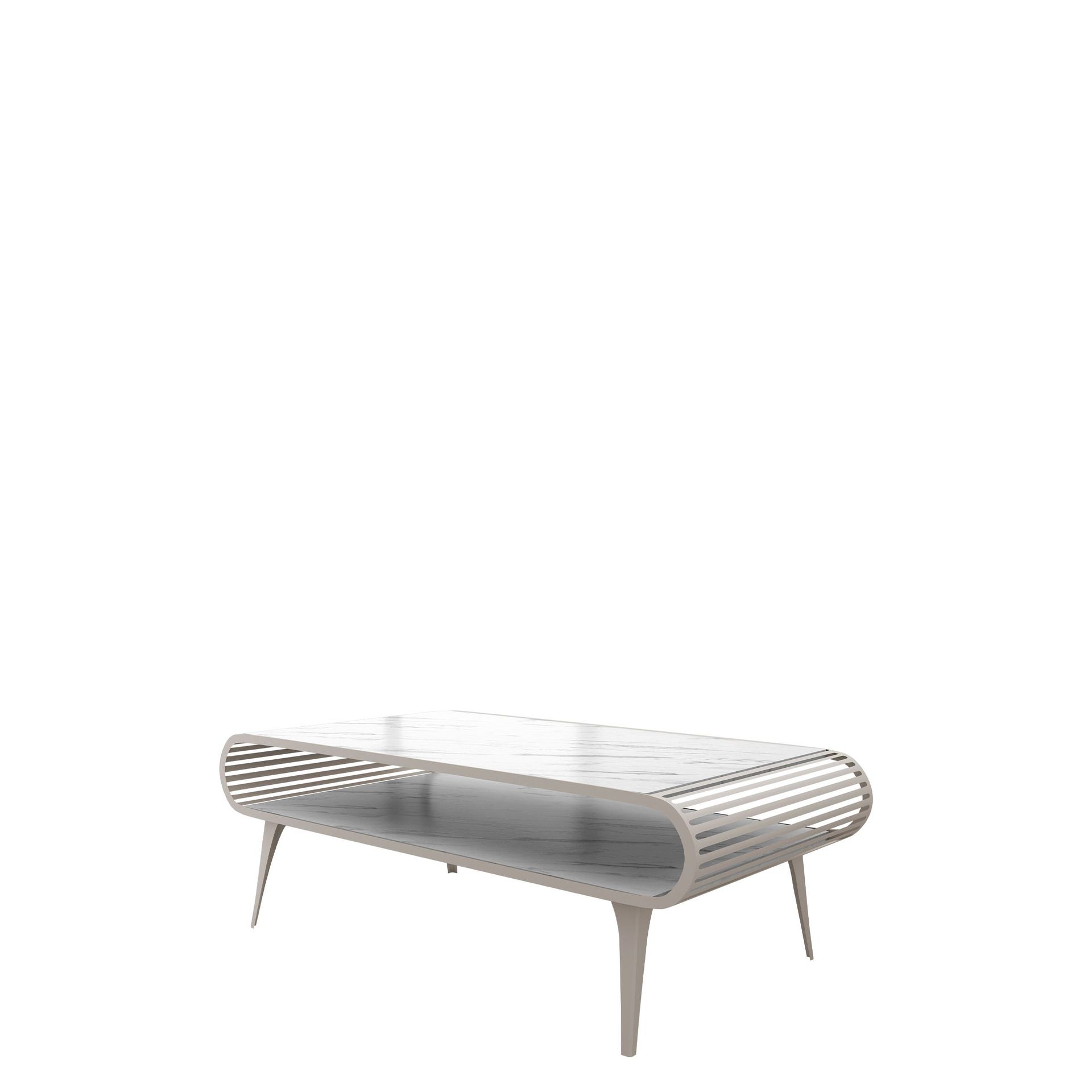 Salvaris Soffbord 120 cm - Beige med vit marmordekor