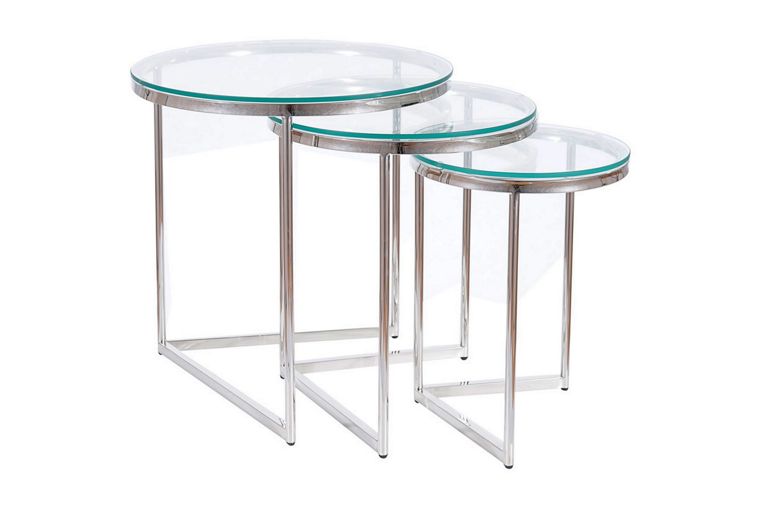Satsbord Akrodie Runt Transparent Glas/Silver