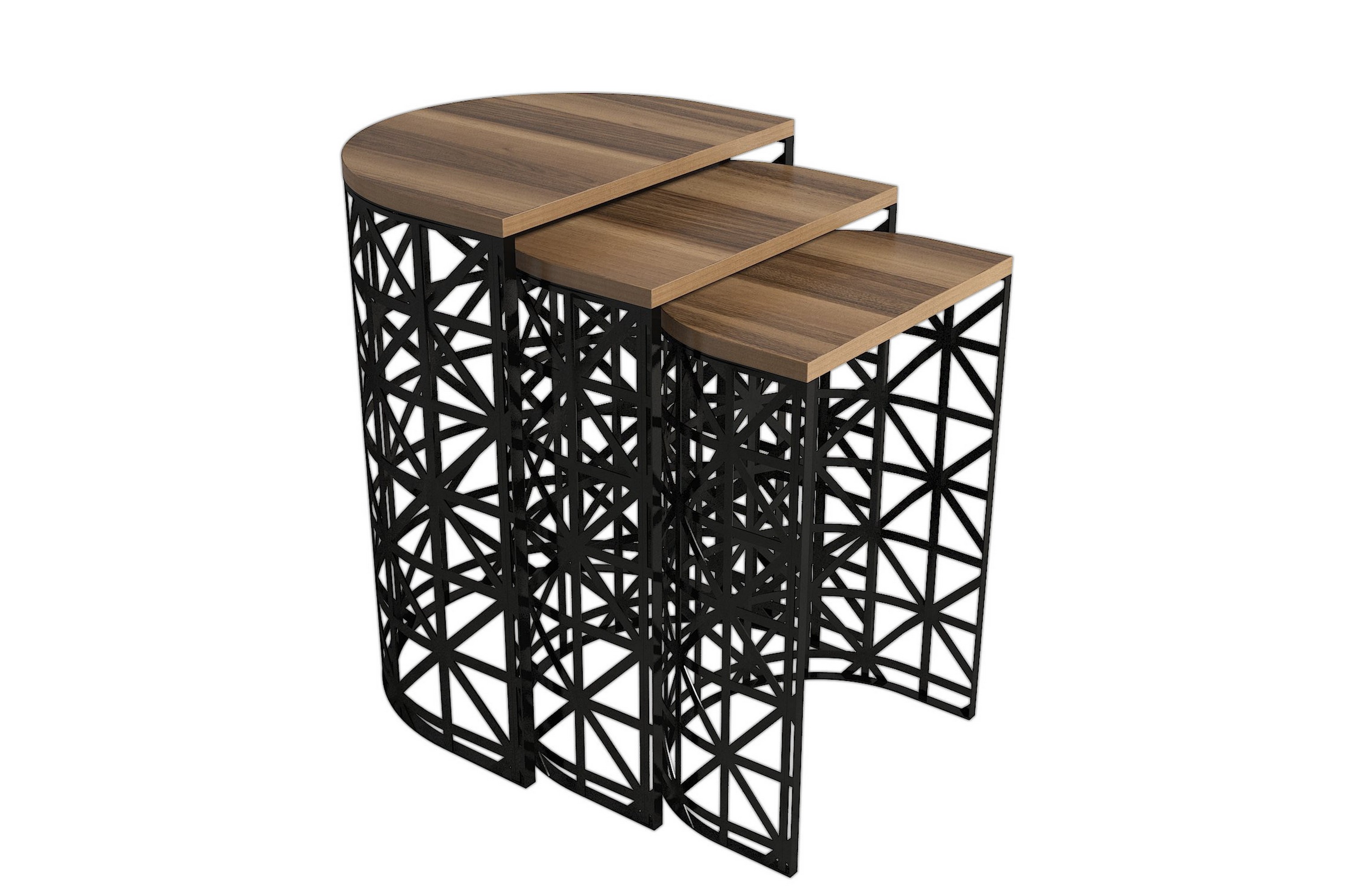 Satsbord Amtorp 46 cm Halvcirkel 3 Bord Mörkbrun/Svart